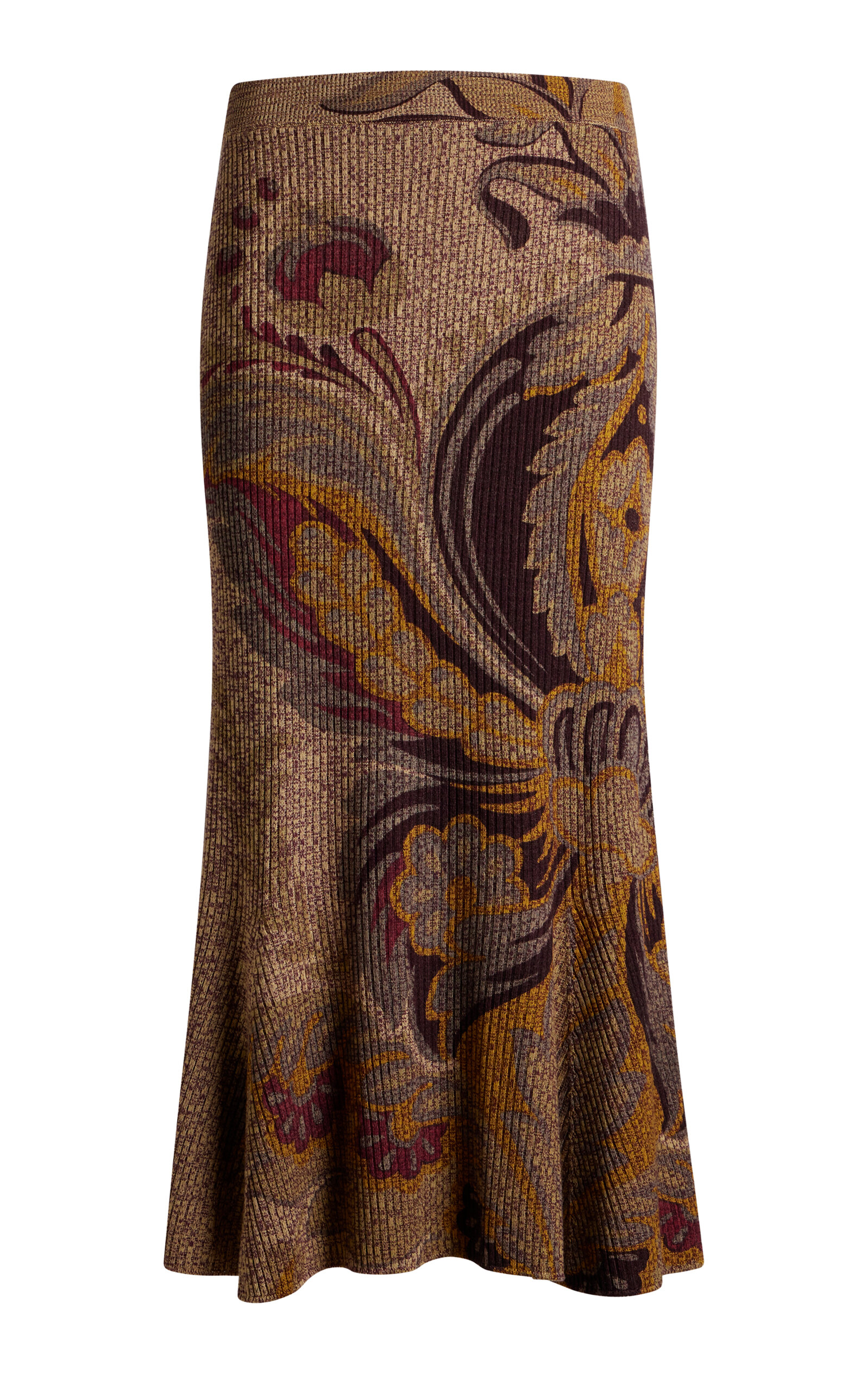 Paisley-Printed Wool Knit Skirt