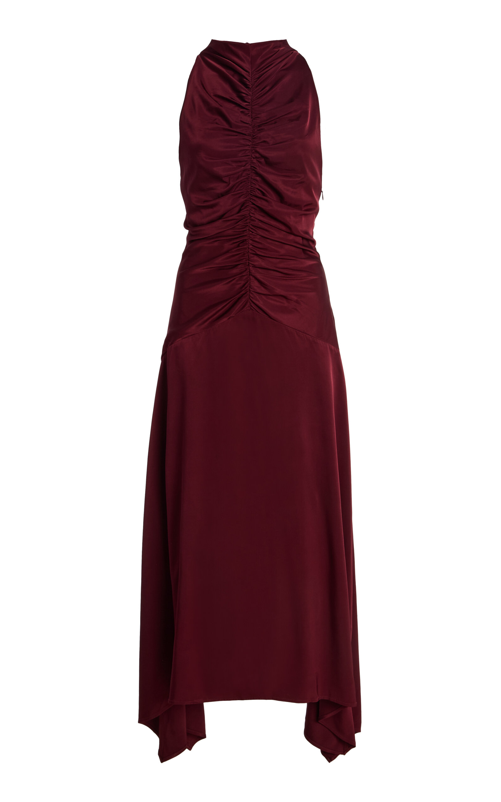 Third Form Allure Gathered Midi Dress In Burgundy