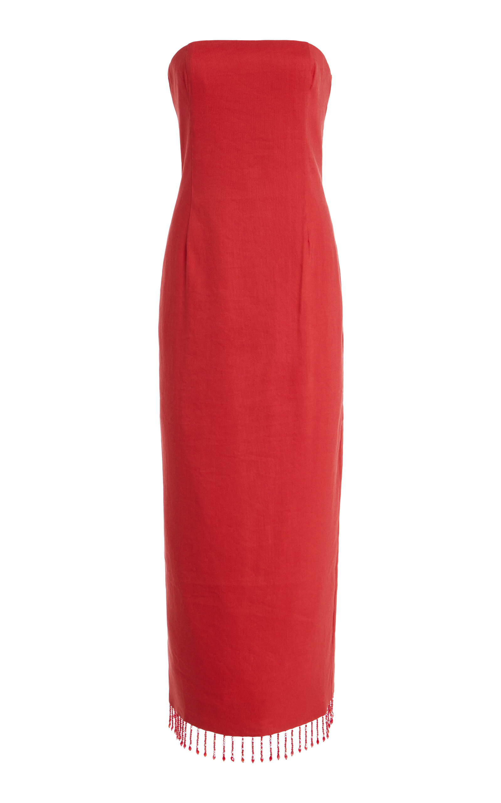 Third Form Flame Strapless Linen-Blend Midi Dress