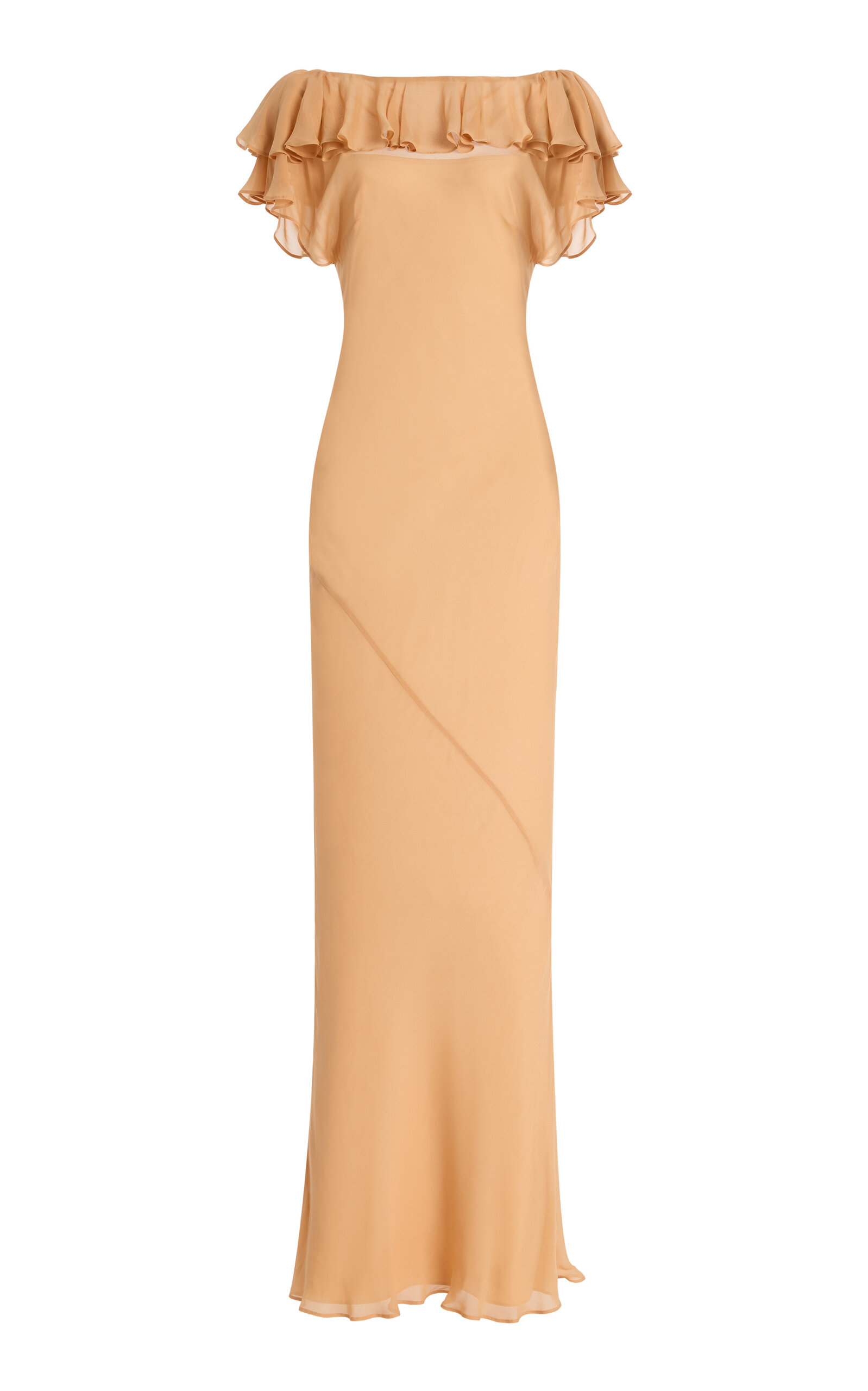 De La Vali Exclusive Suestado Ruffled Georgette Maxi Dress In Neutral