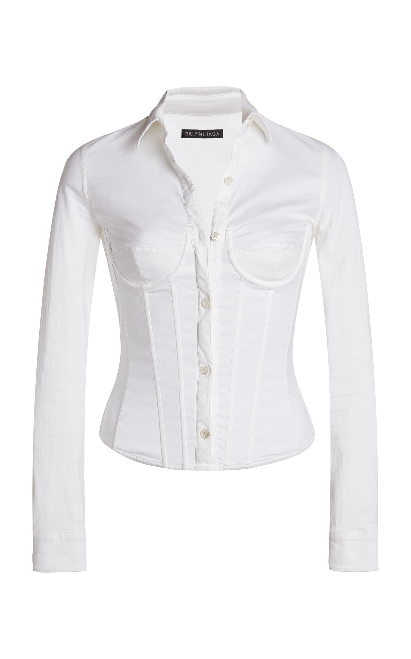 Balenciaga Ruched Stretch-Poplin Shirt