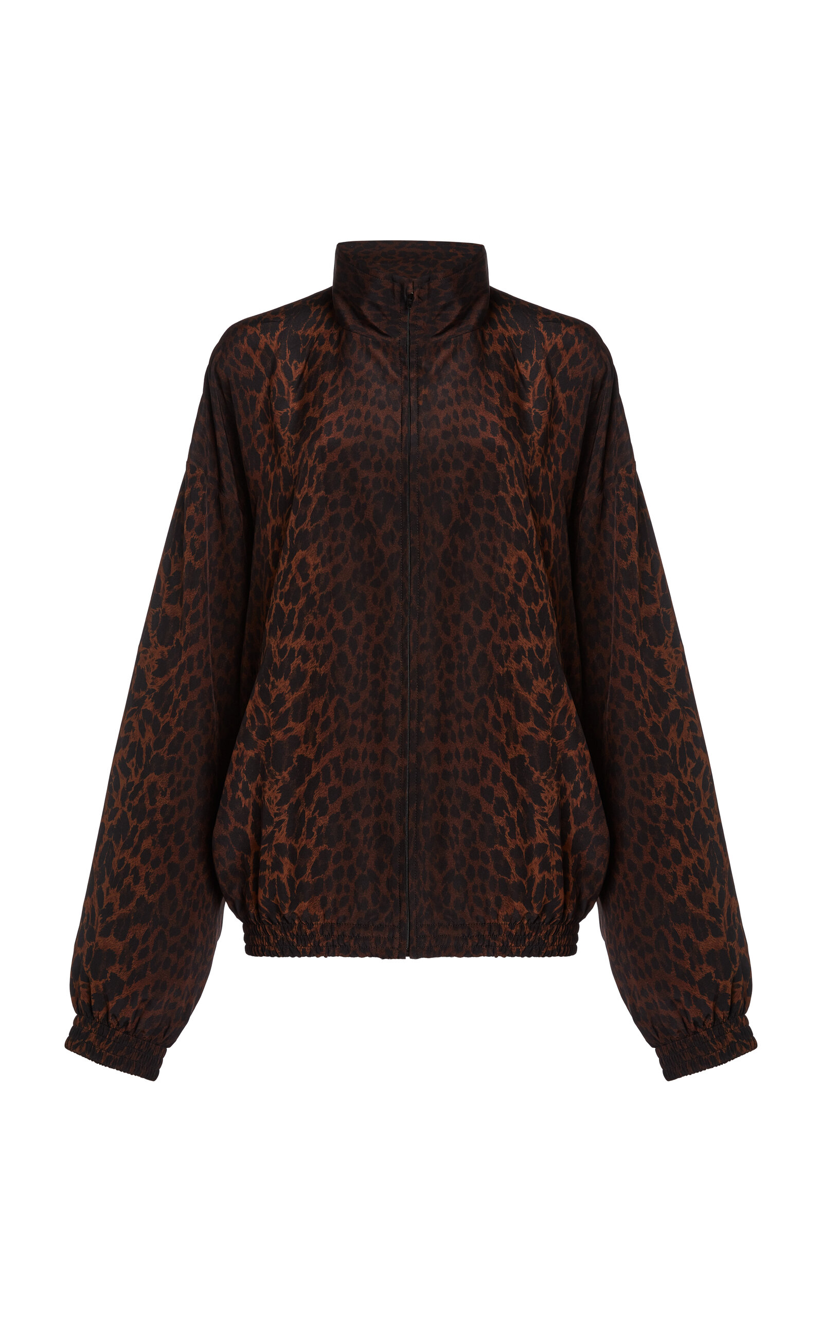 Balenciaga Tracksuit-style Silk-crepe Blouse In Brown