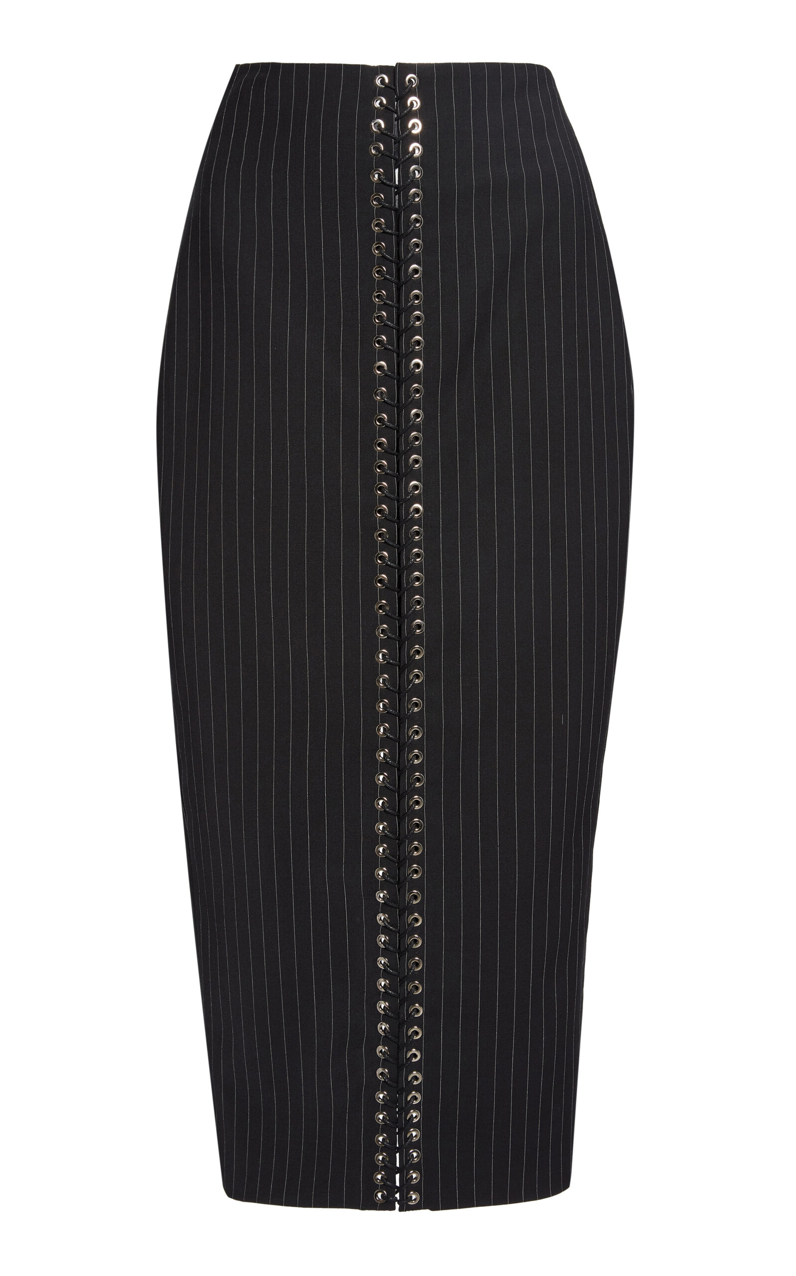 Ludovic De Saint Sernin Pinstripe Eyelet Skirt In Stripe