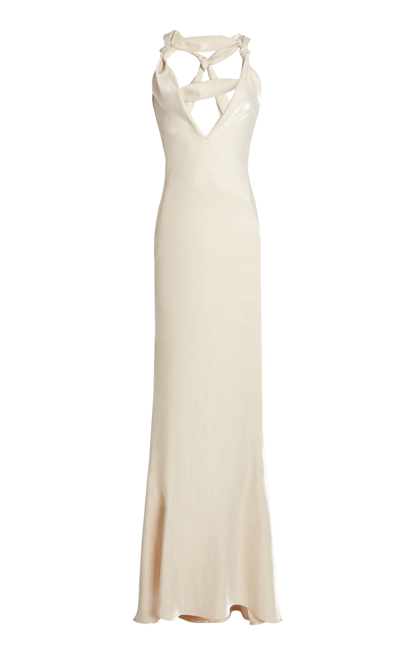 Ludovic de Saint Sernin Carrie Knotted Crepe Satin Maxi Dress