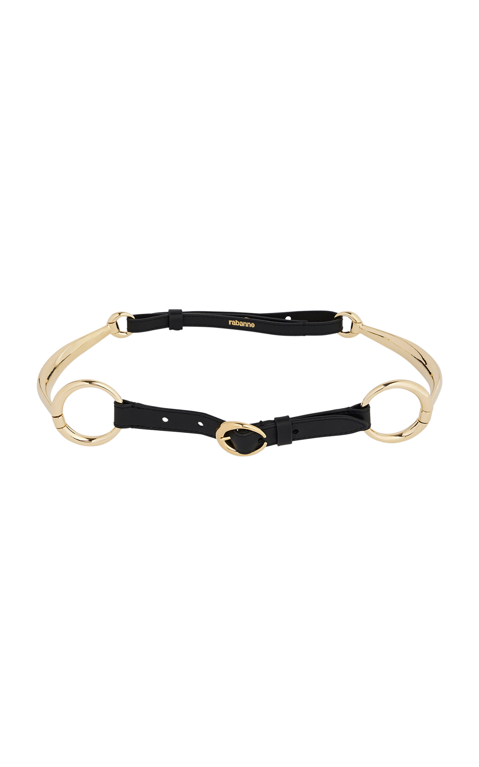 Rabanne Brass And Leather Belt In Black