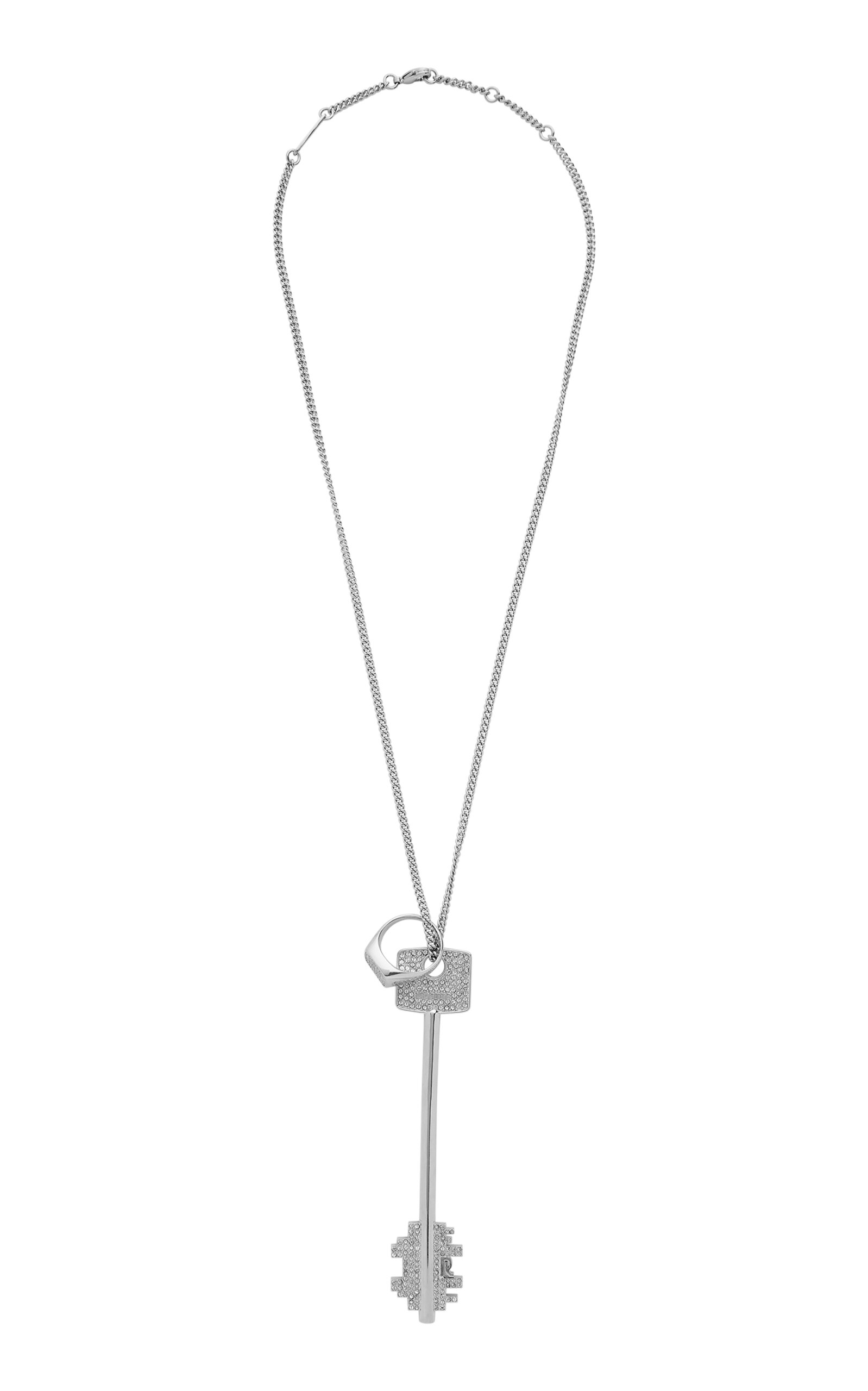 Crystal-Detail Brass Pendant Necklace
