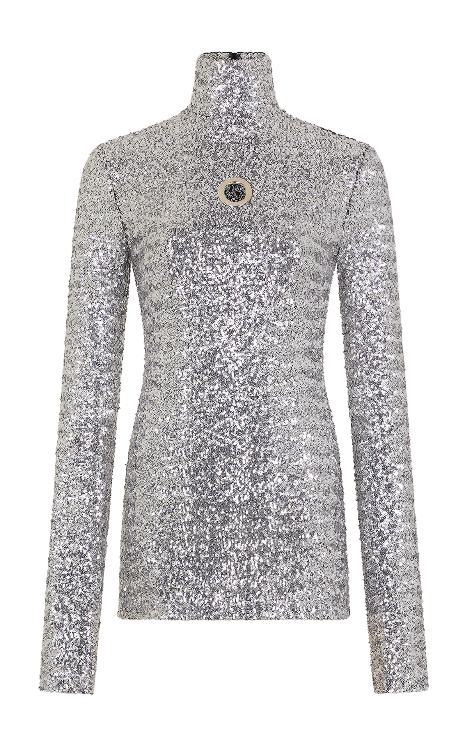 Rabanne Eyelet-Detailed Metallic Top