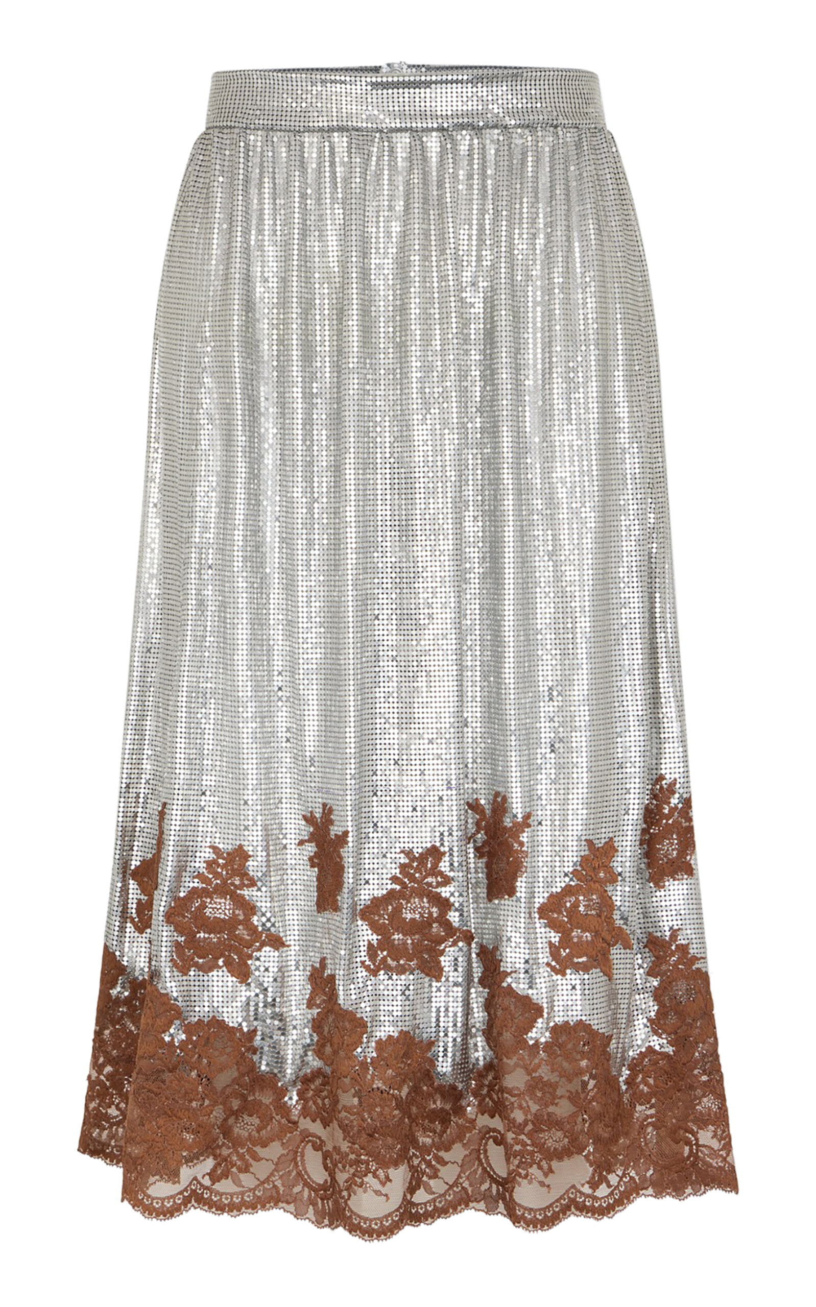 Rabanne Lace-Trimmed Knee-Length Skirt