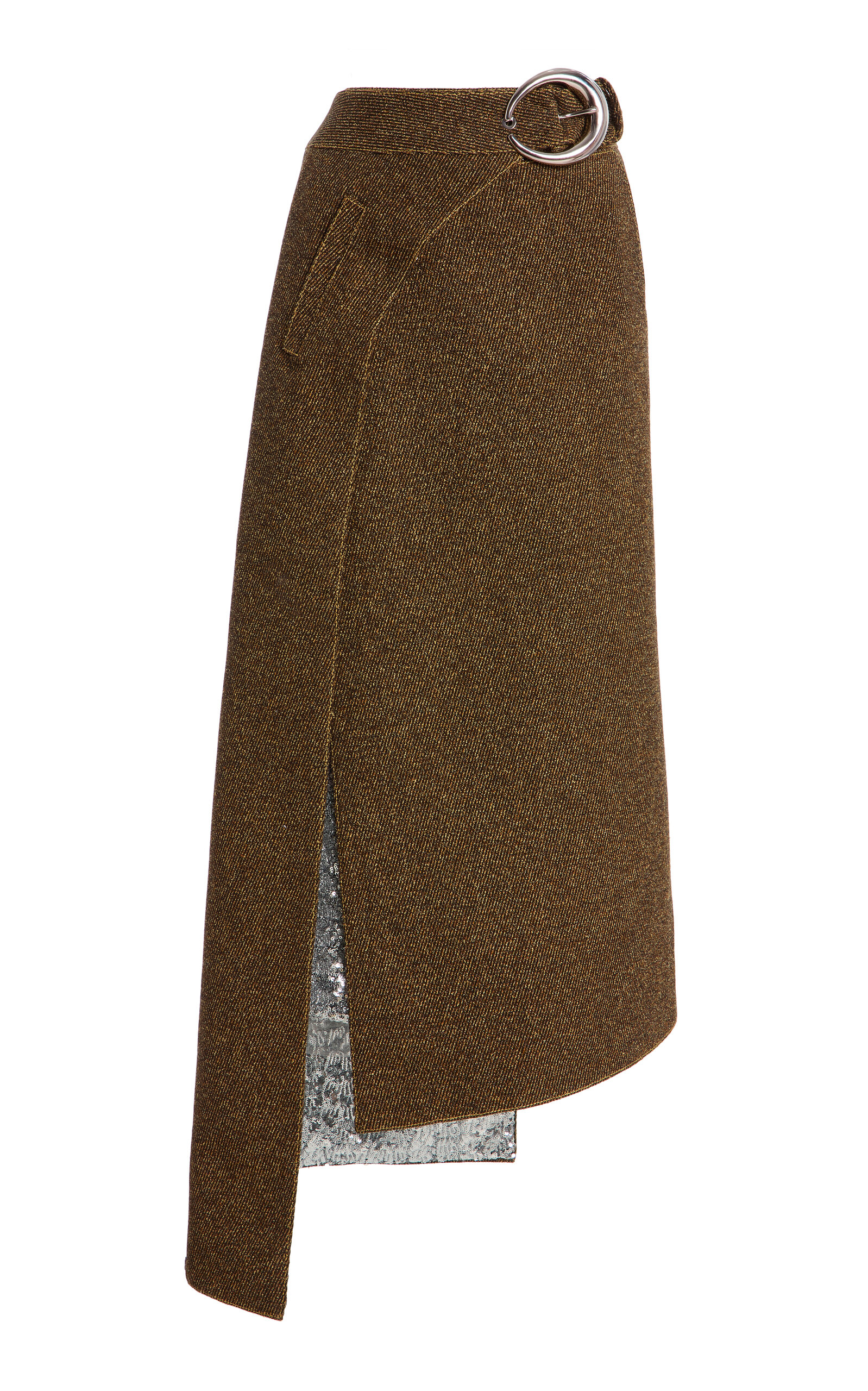 Rabanne Belted Wool-blend Maxi Skirt In Neutral