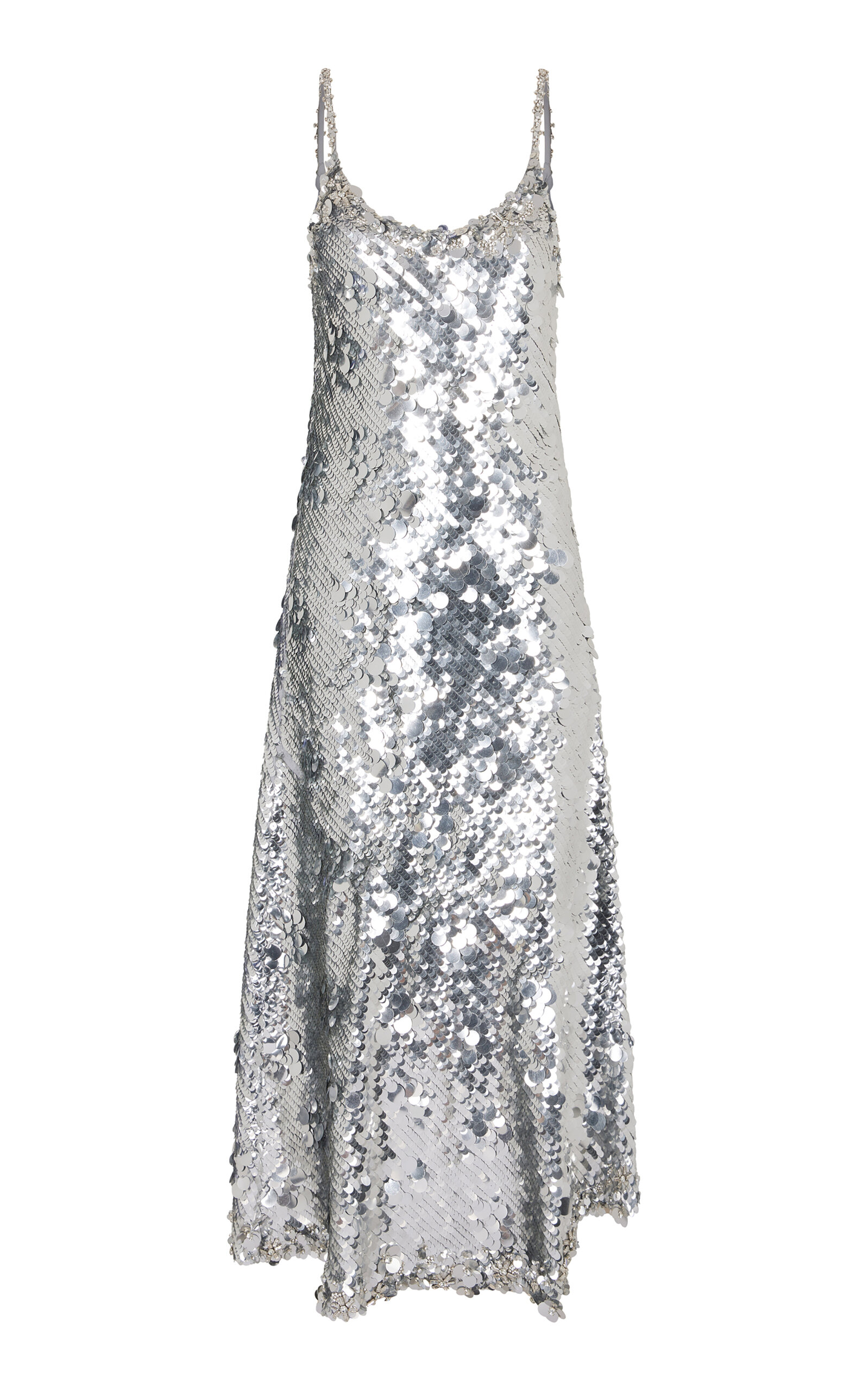 RABANNE METALLIC EMBELLISHED MIDI DRESS
