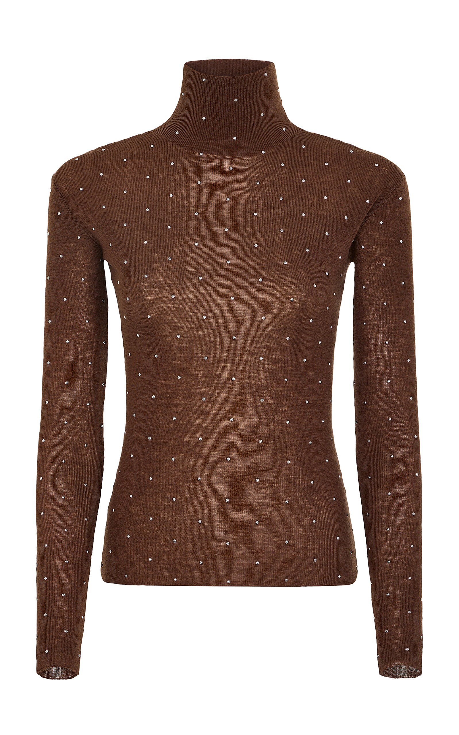 Rabanne Polka-dot Turtleneck Sweater In Brown