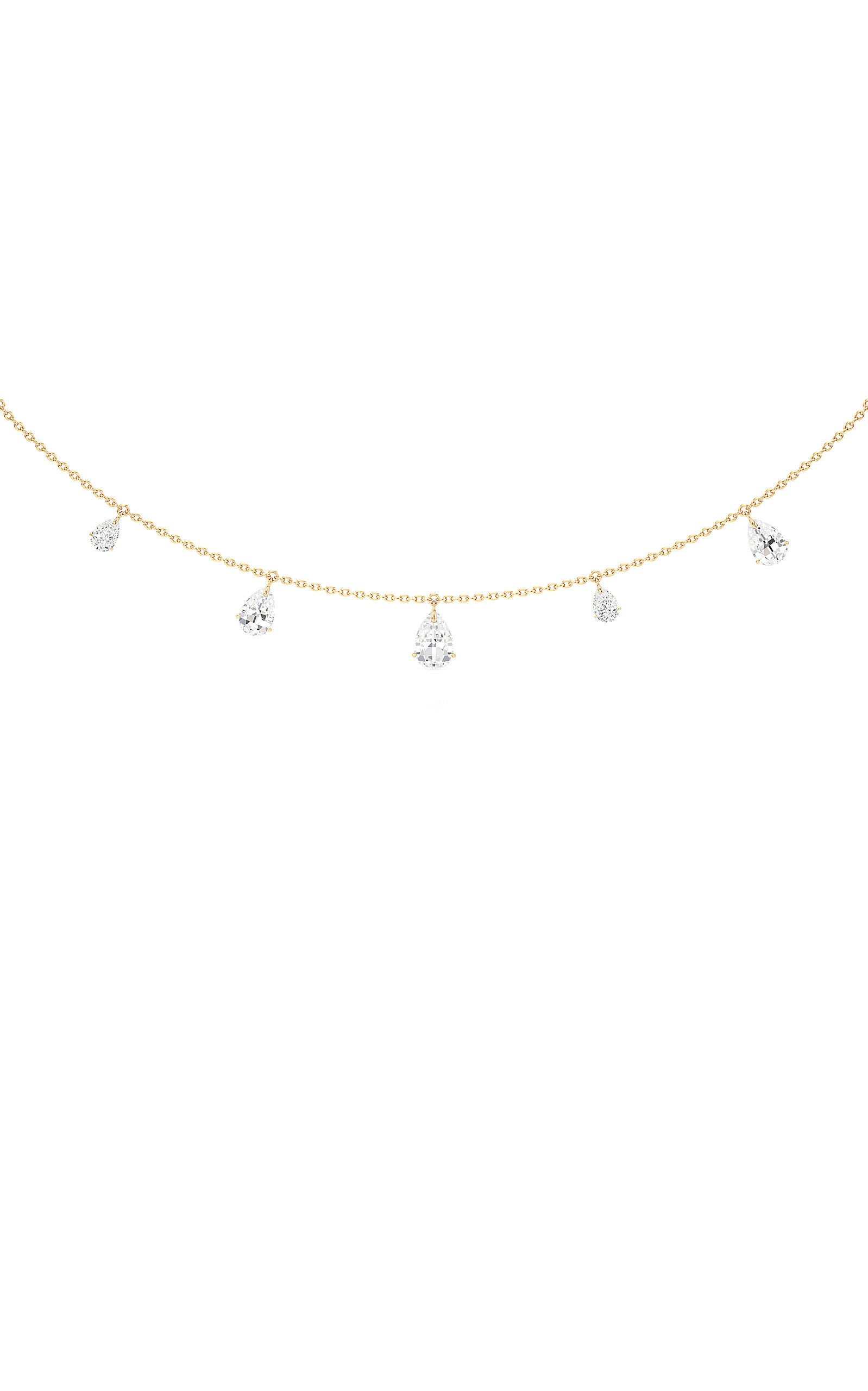 Tear Charm 18K Yellow Gold Diamond Necklace