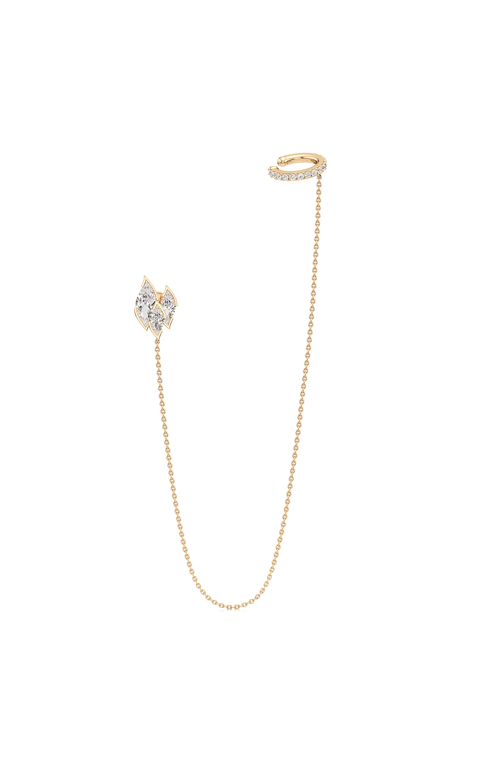 Flame Ember 18K Yellow Gold Diamond Single Earring