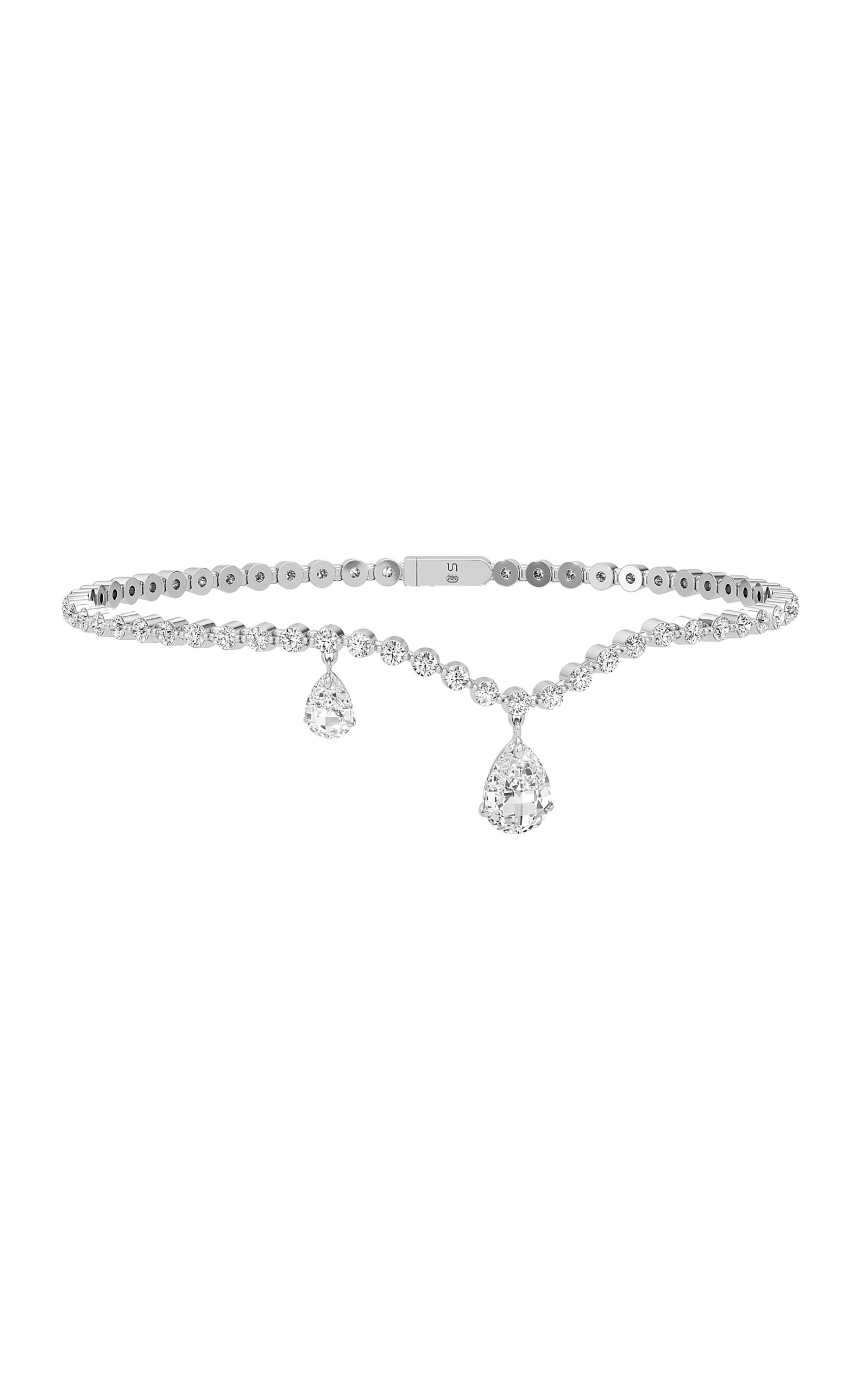 Tear Curve 18K White Gold Diamond Bracelet