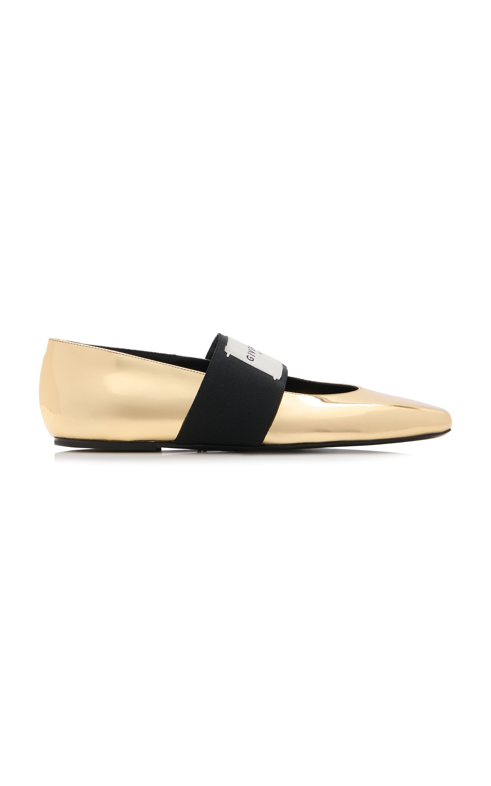 Givenchy Logo-embellished Metallic Leather Ballet Flats In Gold