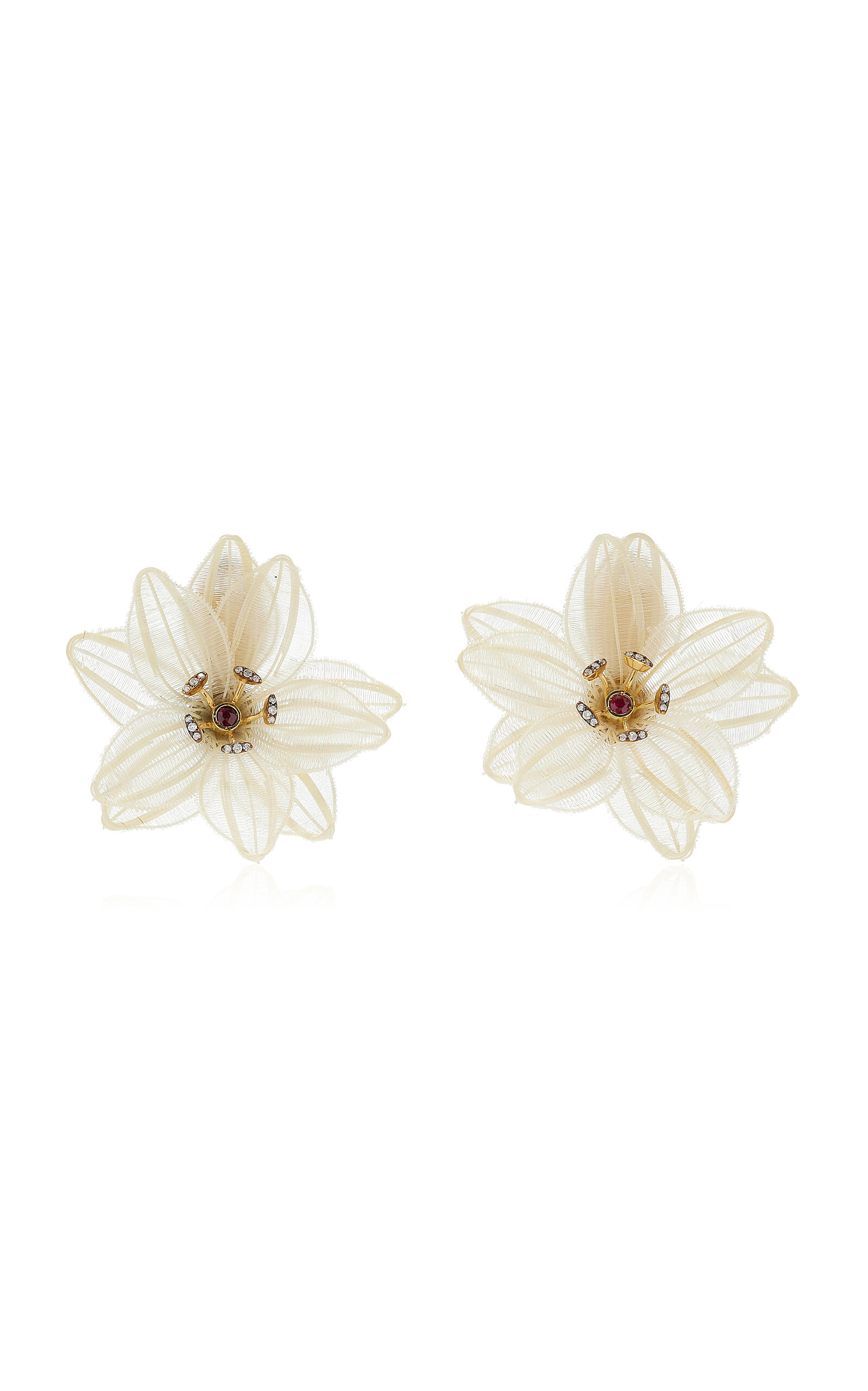 Silvia Furmanovich - Horse Mane 18K Yellow Gold Floral Earrings - White - OS - Moda Operandi - Gifts For Her