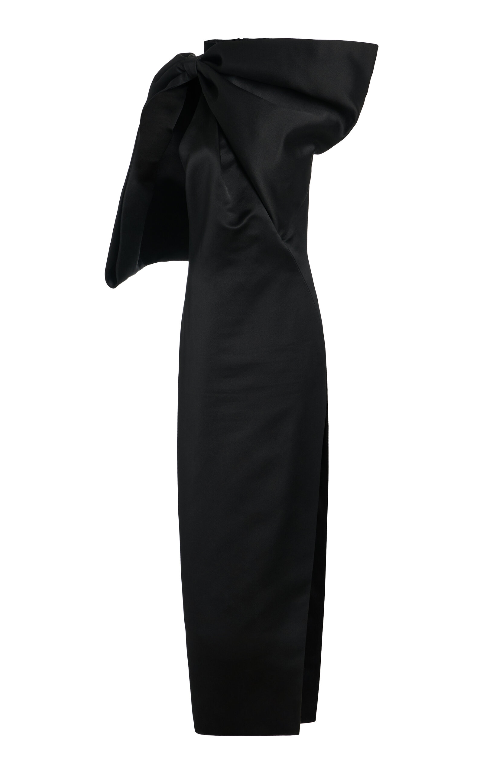 Givenchy Big Bow Satin Backless Halter Midi Dress In Black