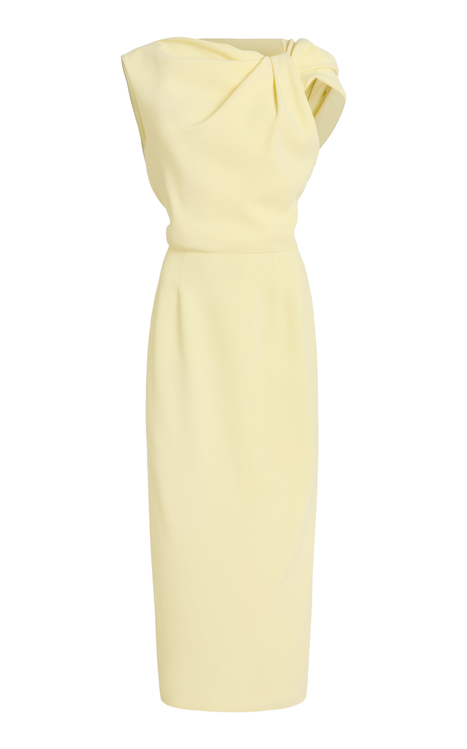 Givenchy Draped Crepe Midi Dress In Yellow
