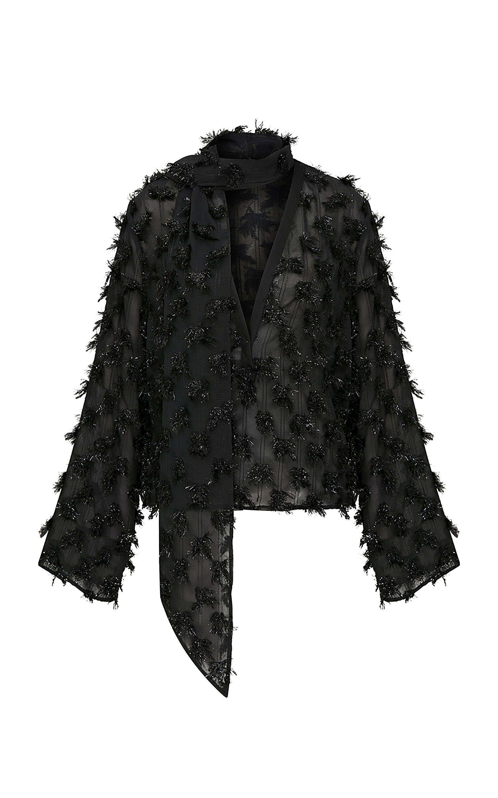 ILA. Romy Tie-Neck Fil Coupé Top - Black