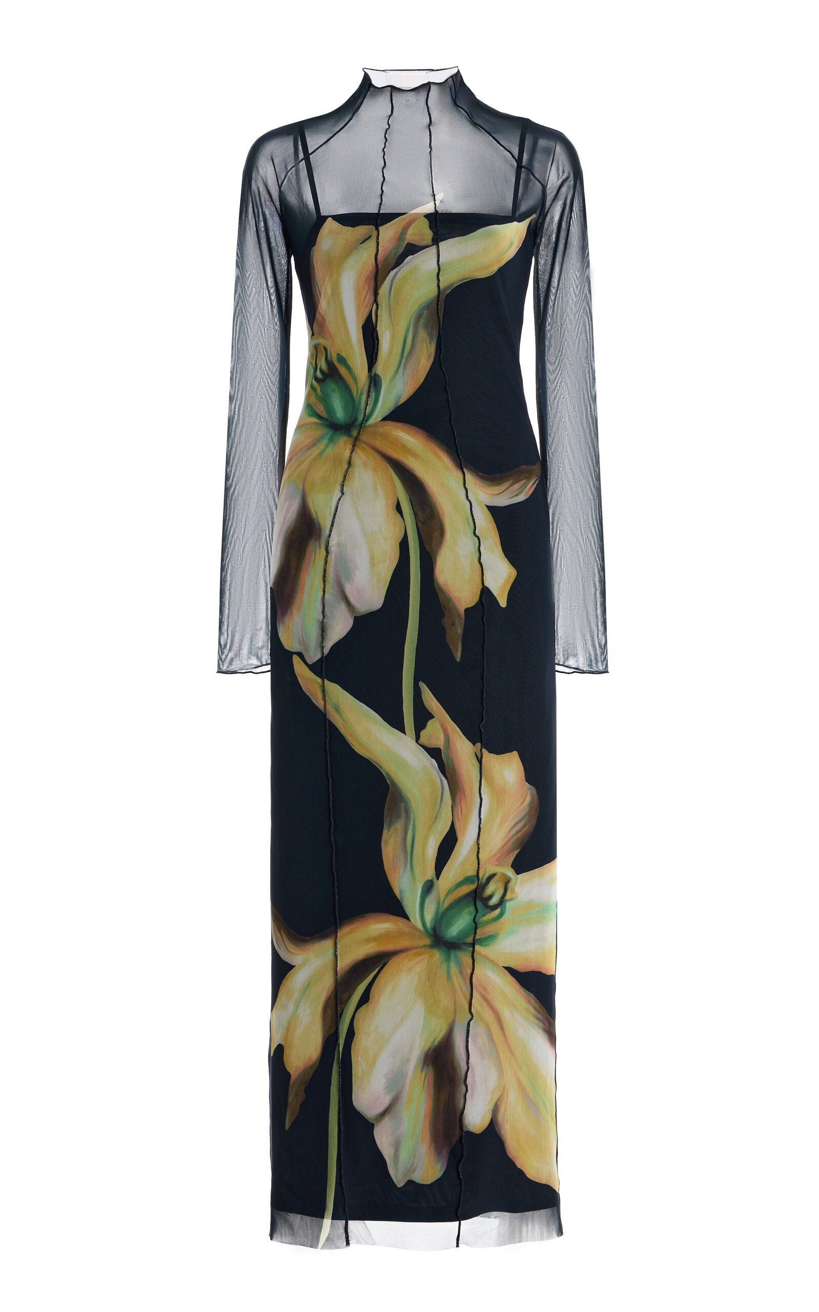 Significant Other Exclusive Jean Floral Mesh Midi Dress In Animal Print