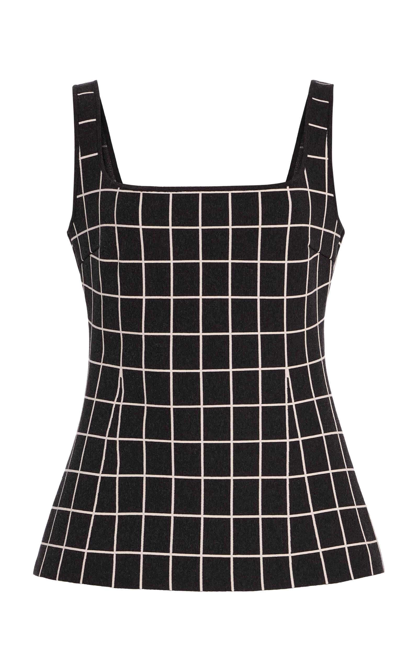 High Sport Inna Windowpane Cotton-blend Knit Top In Black