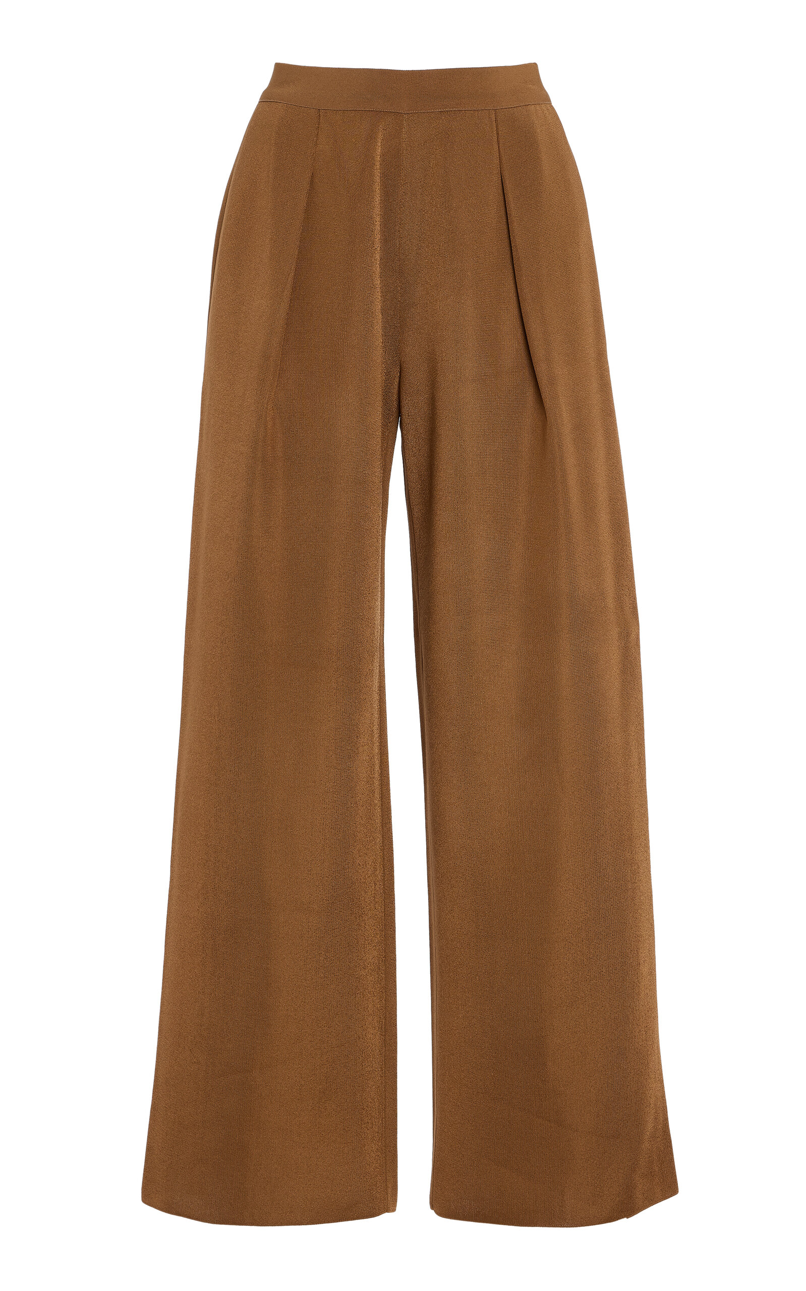High Sport Gene Pleated Knit Wide-leg Pants In Brown