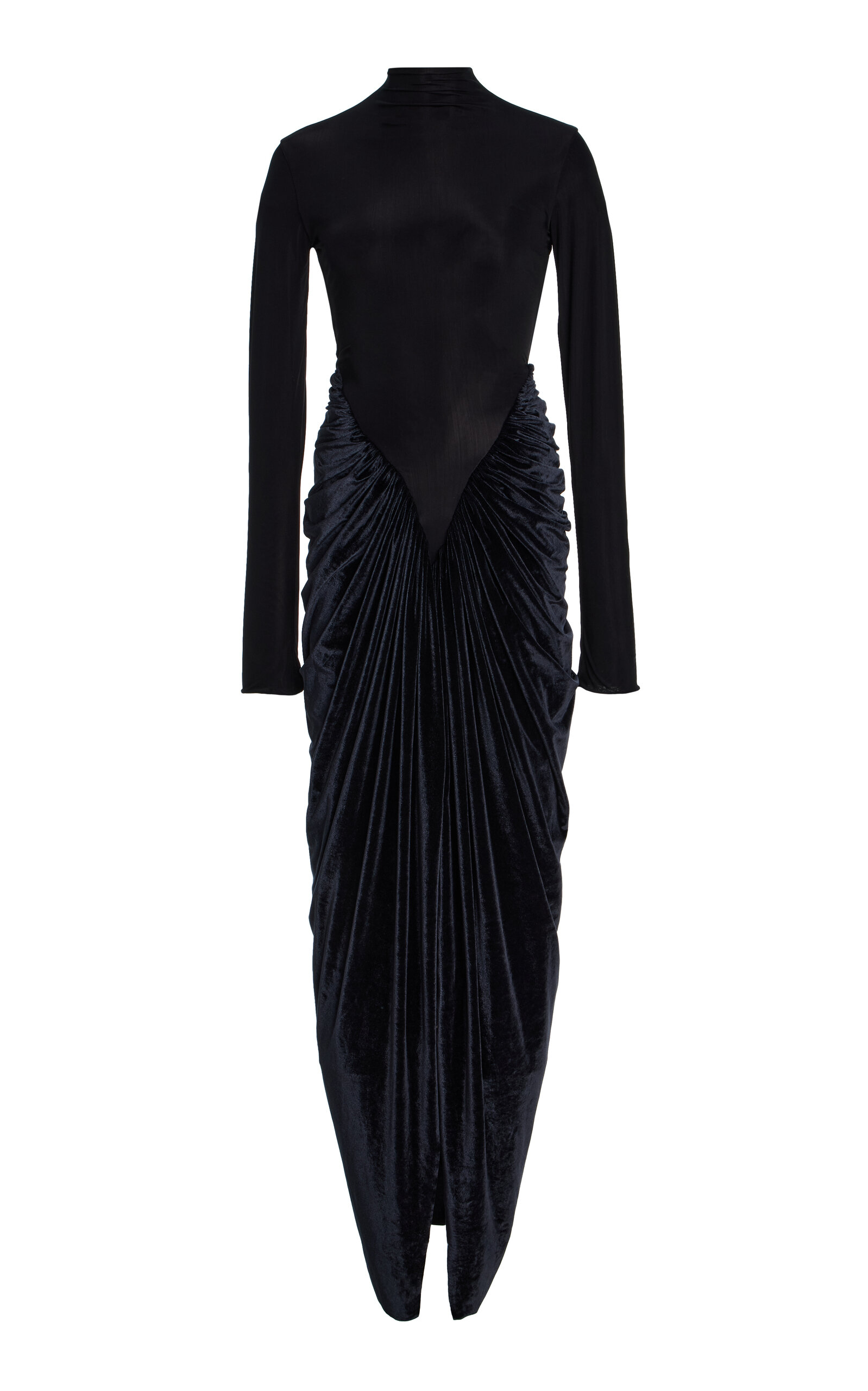 Maygel Coronel Guernica Jersey and Velvet Maxi Dress - Black - OS