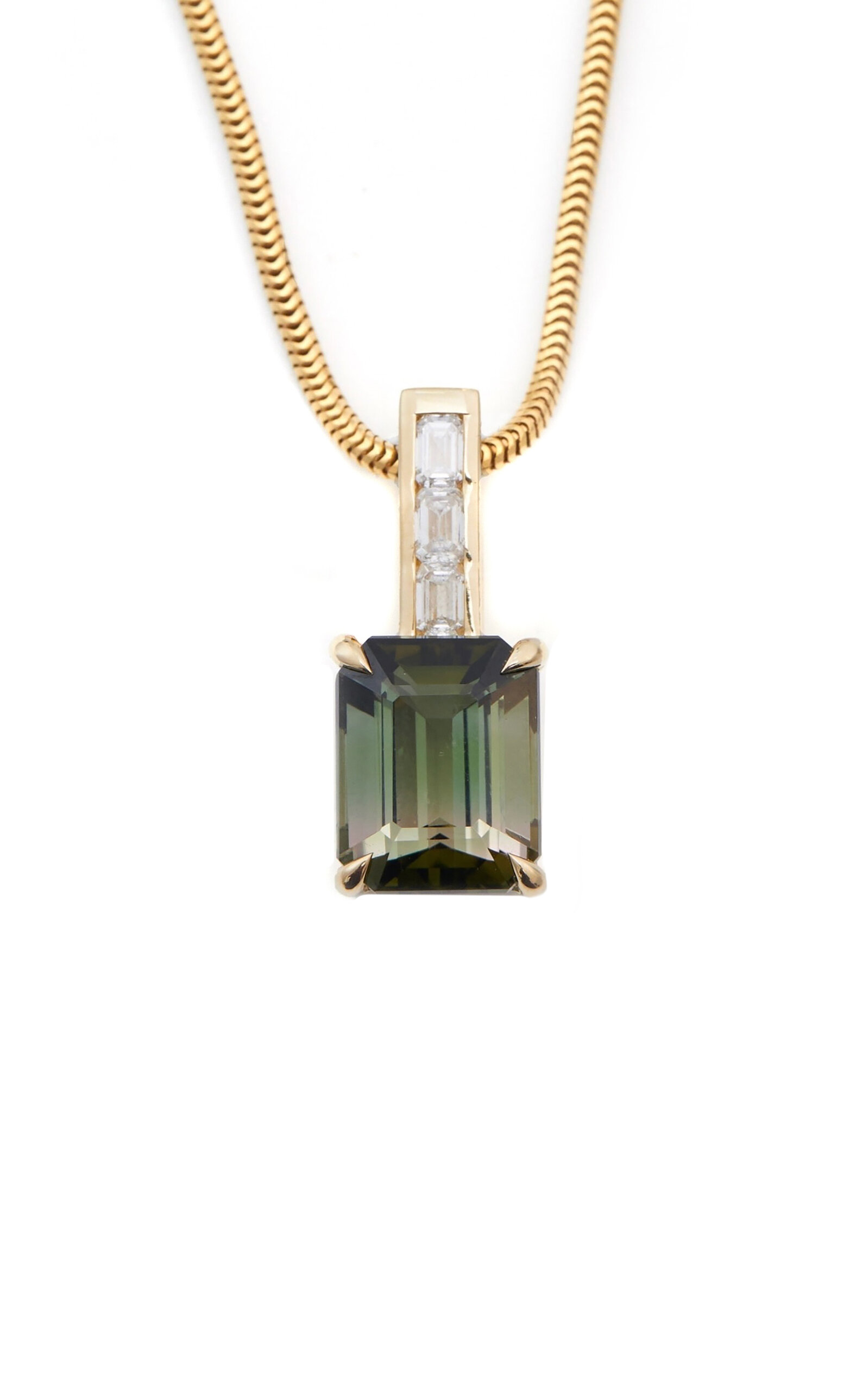18K Yellow Gold Tourmaline; And Diamond Necklace