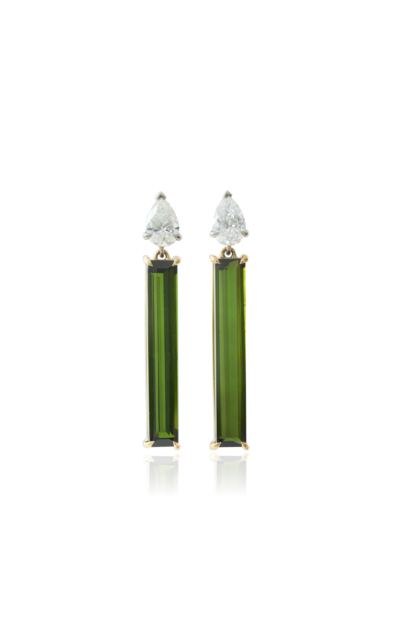 18K Yellow Gold Tourmaline; Diamond Earrings