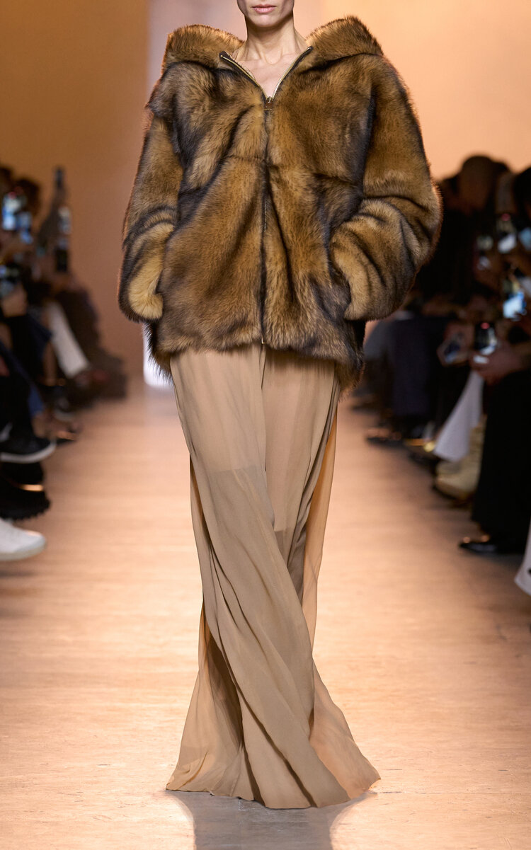 Elie Saab V-neck Double-georgette Jumpsuit In Nude