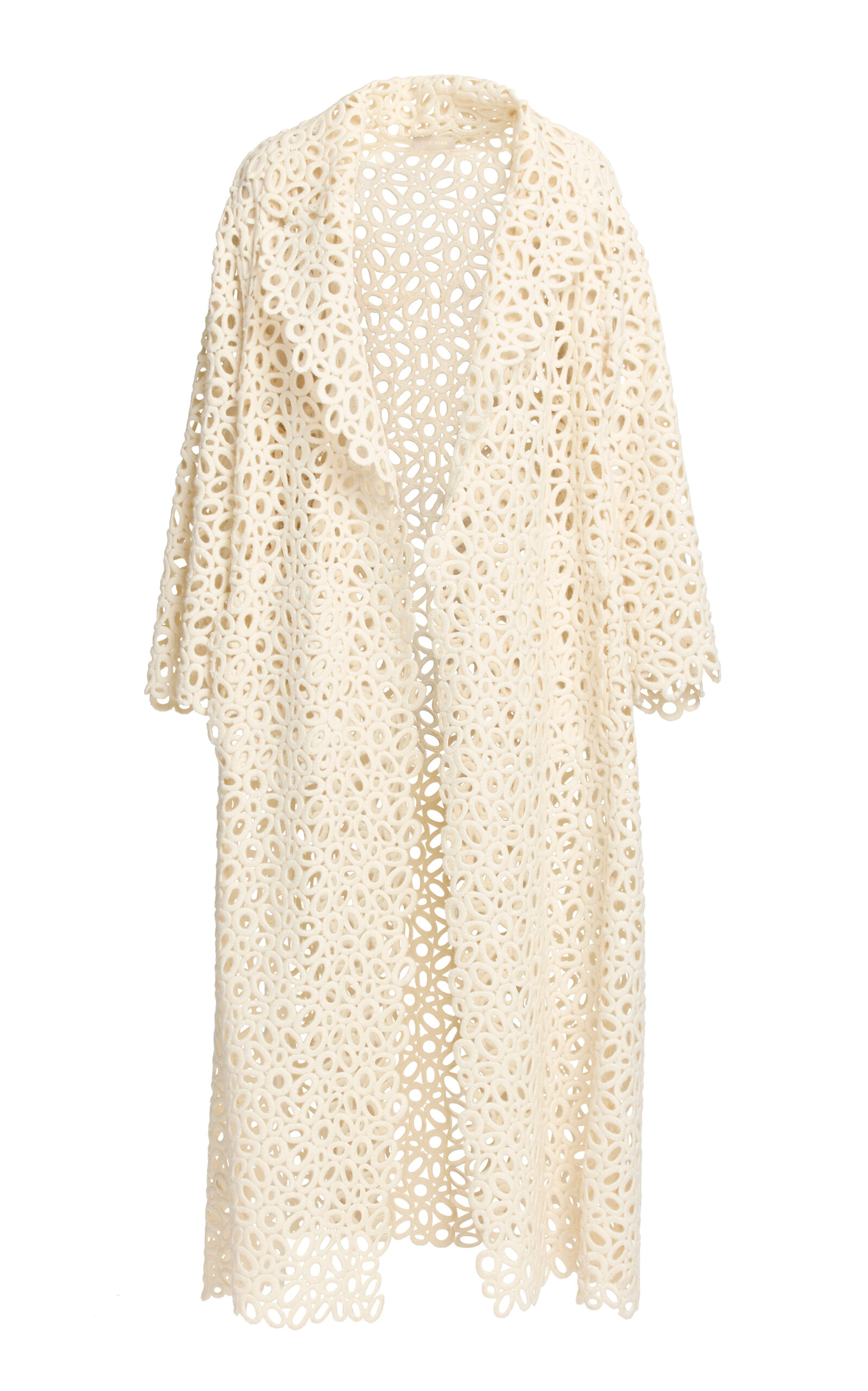 Elie Saab Oversized Macrame Coat In White
