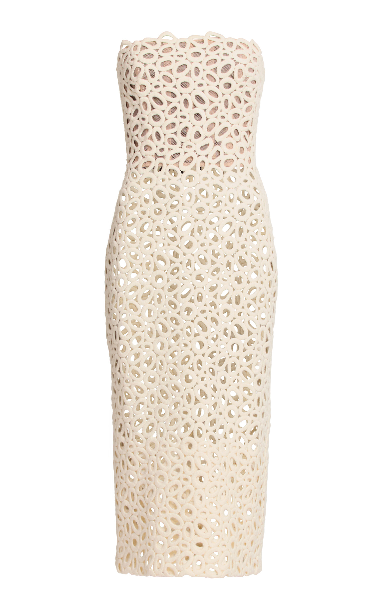 Elie Saab Strapless Macrame Midi Dress