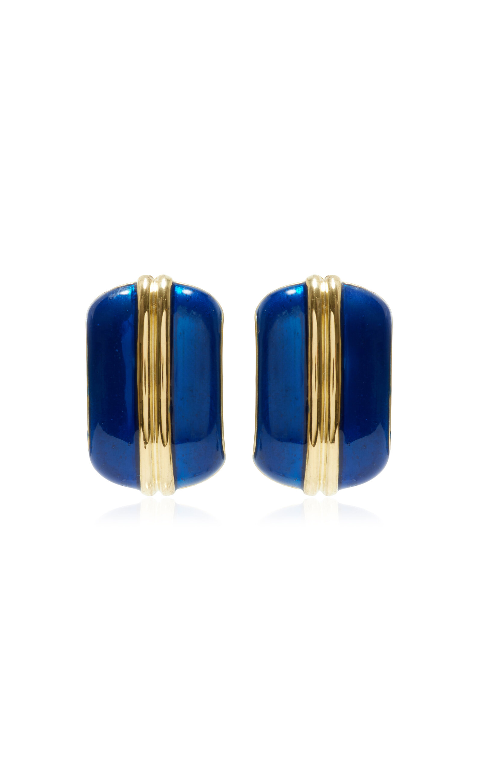 MÉGA Exclusive Road Divided Enameled 14K Gold Vermeil Earrings