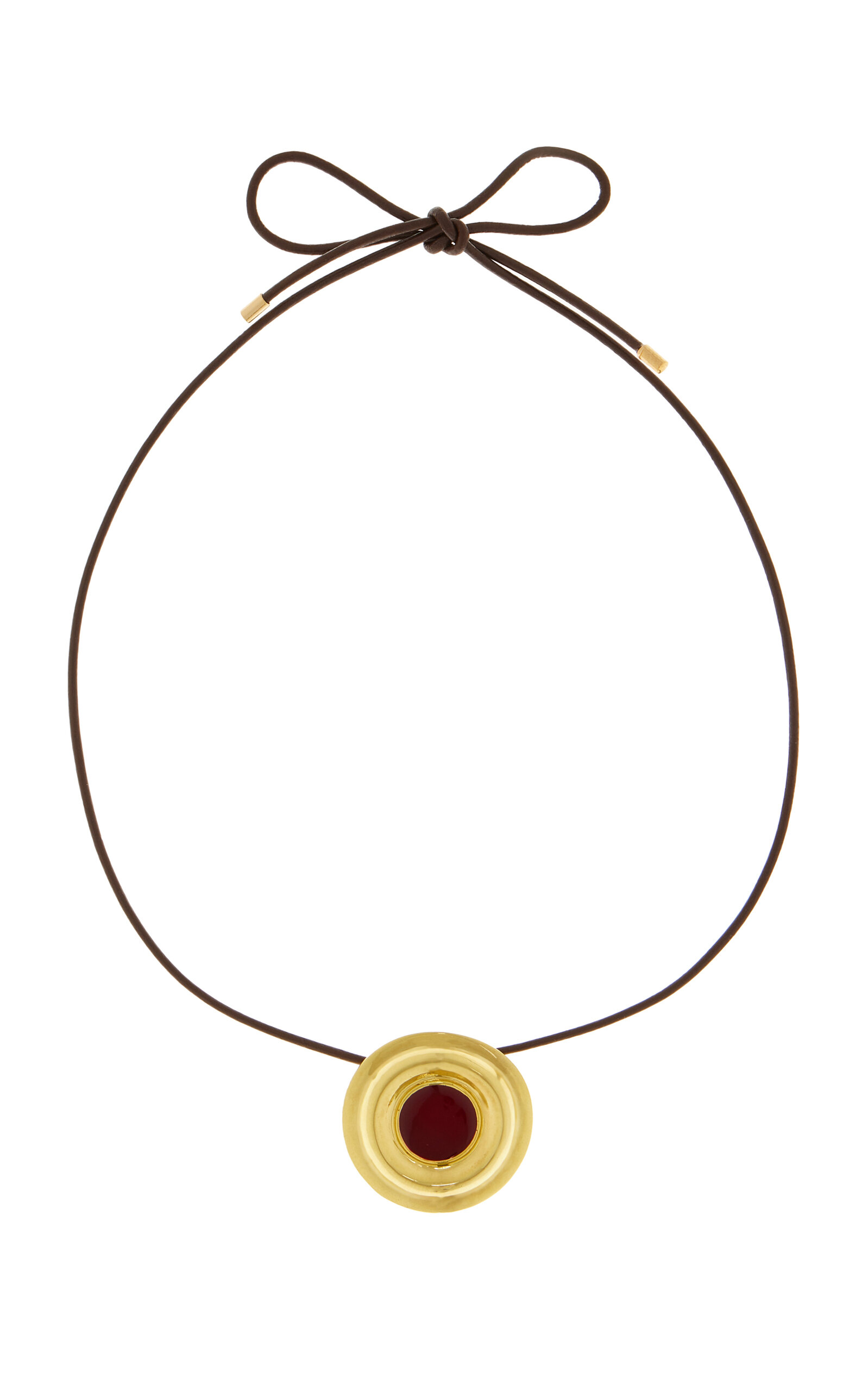 MEGA Exclusive Disc Enameled 14K Gold Vermeil Necklace - Brown - OS - Moda Operandi