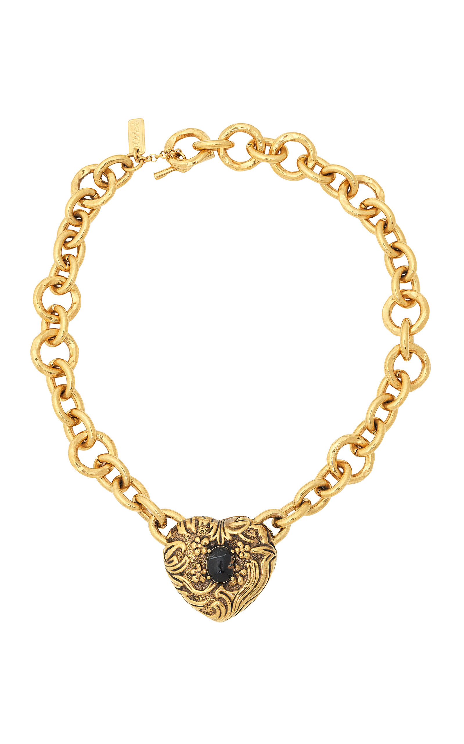 Chloé Gold-Tone Obsidian Heart Necklace - Gold - OS - Moda Operandi