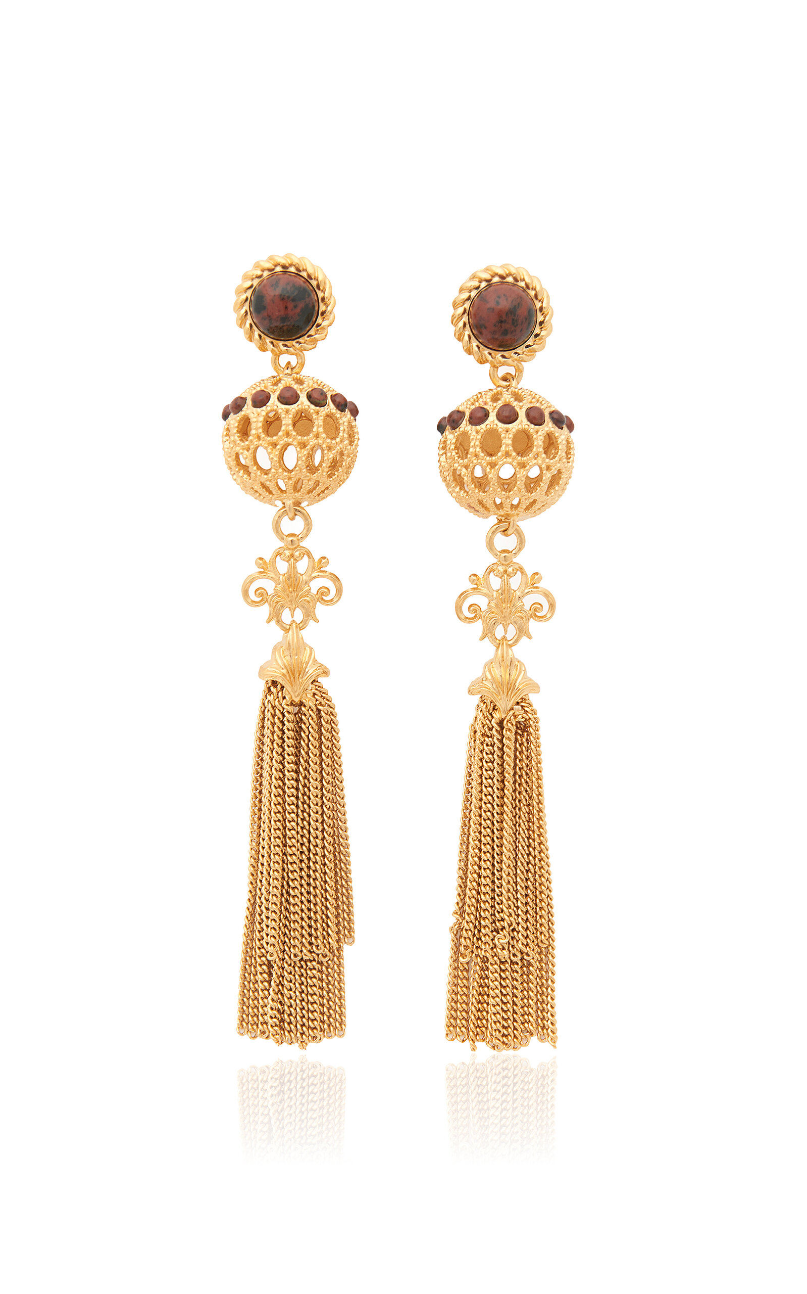 Chloé Obsidian Drop Earrings In Gold