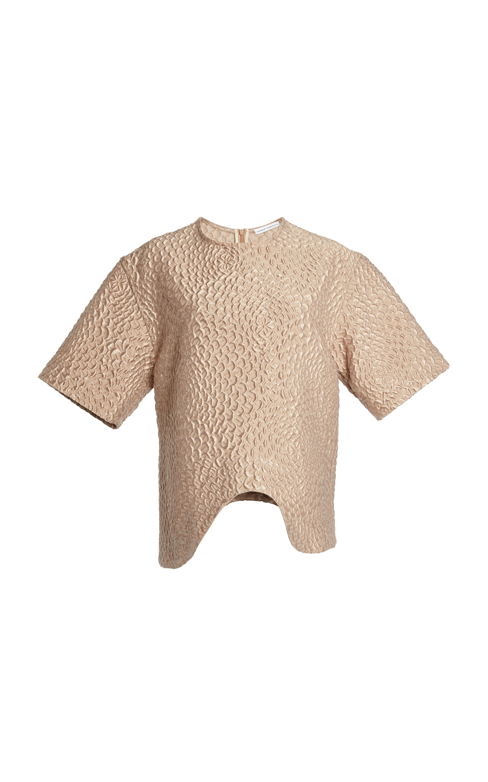 Niccolò Pasqualetti Onda Wool-silk Cloque Jacquard T-shirt In Tan