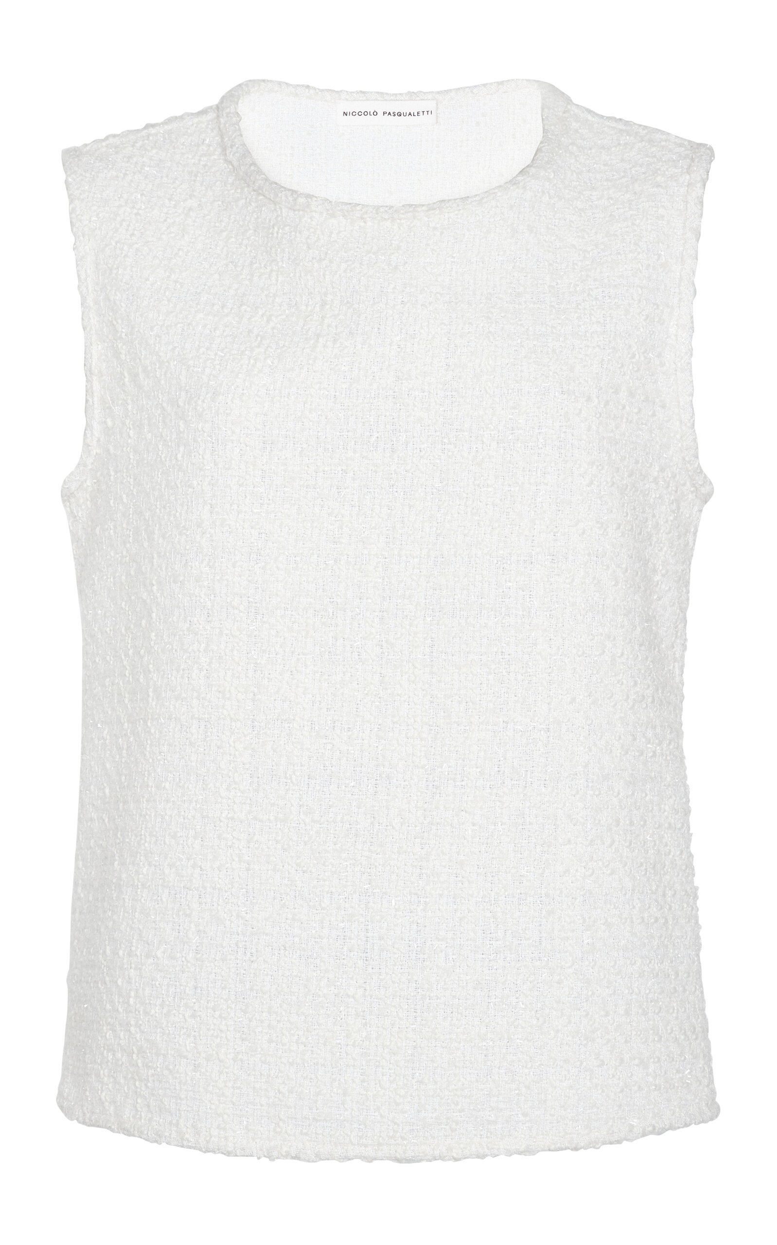 Niccolò Pasqualetti Canotta Metallic Bouclé Tweed Tank Top In White