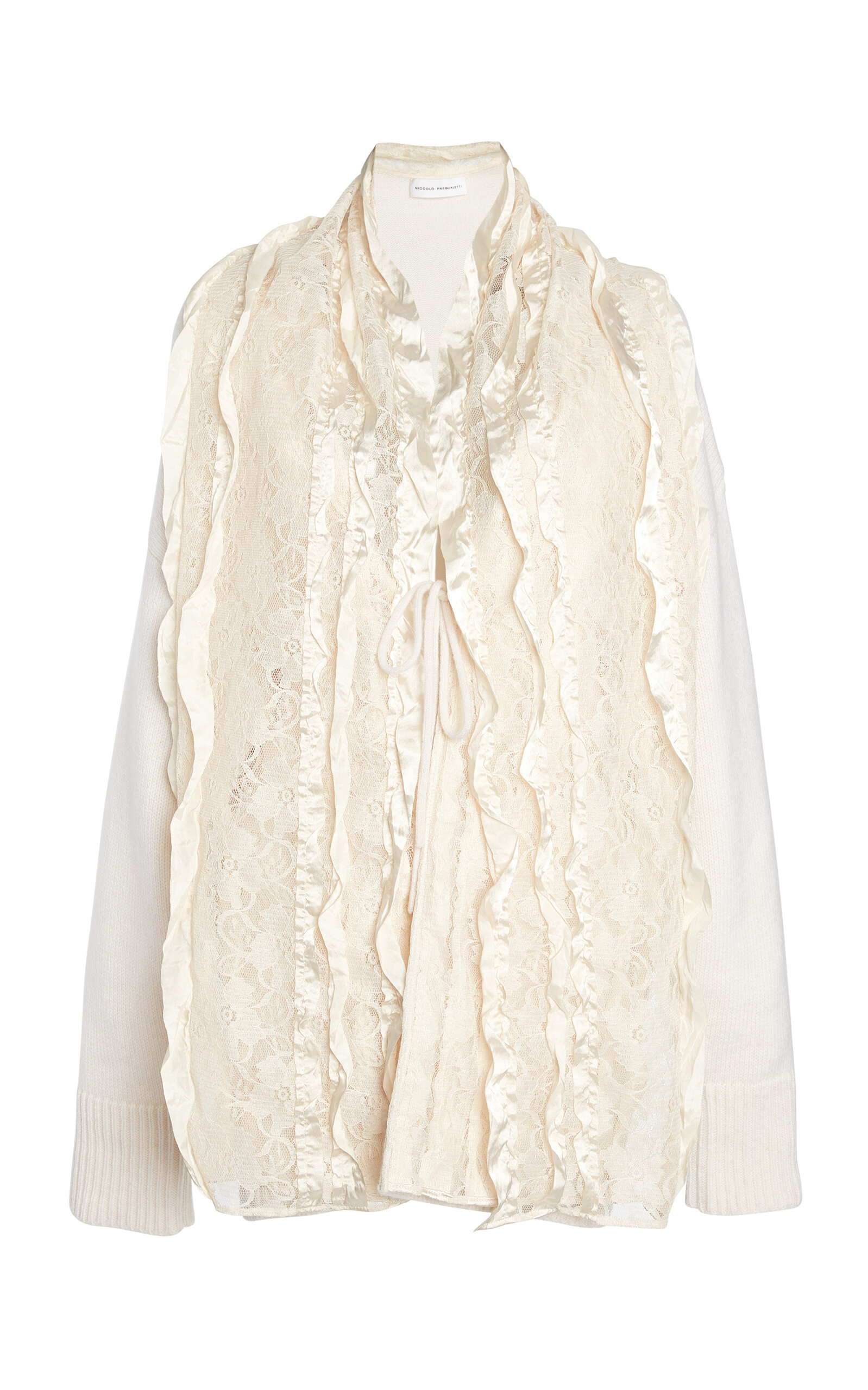 Niccolò Pasqualetti Centrino Lace-Paneled Cashmere-Blend Cardigan
