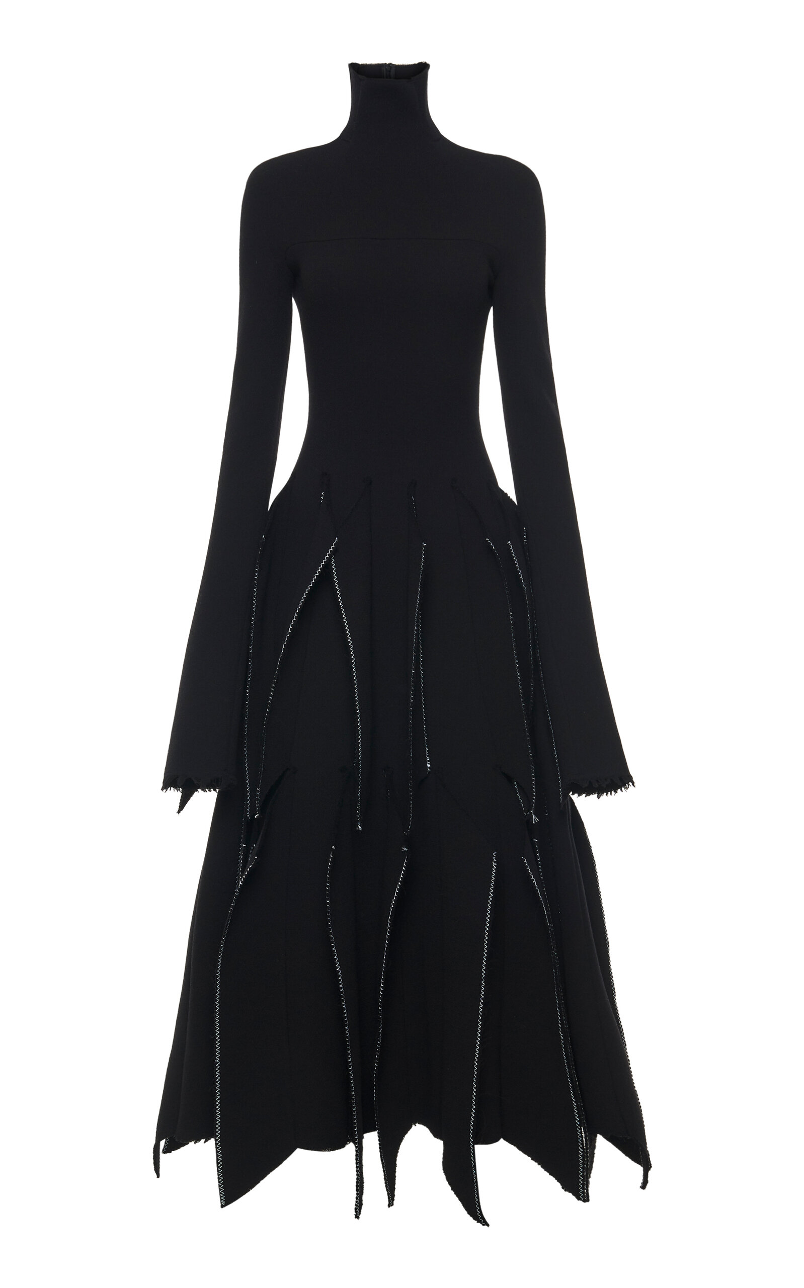 A.w.a.k.e. Paneled Wool Crepe Midi Dress In Black