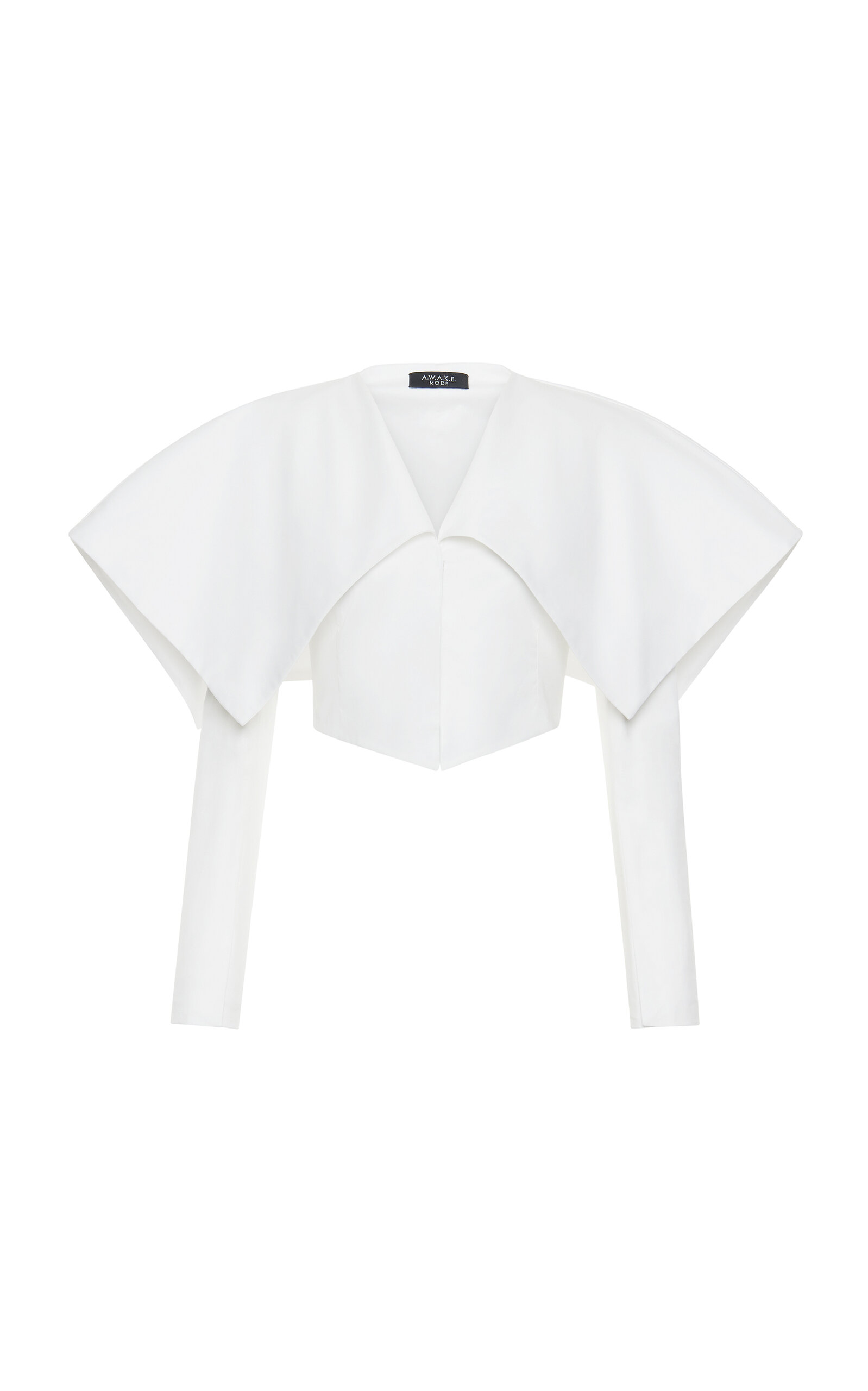 A.w.a.k.e. A.w.a.k.e Mode Oversized-collar Cropped Cotton-blend Jacket In White