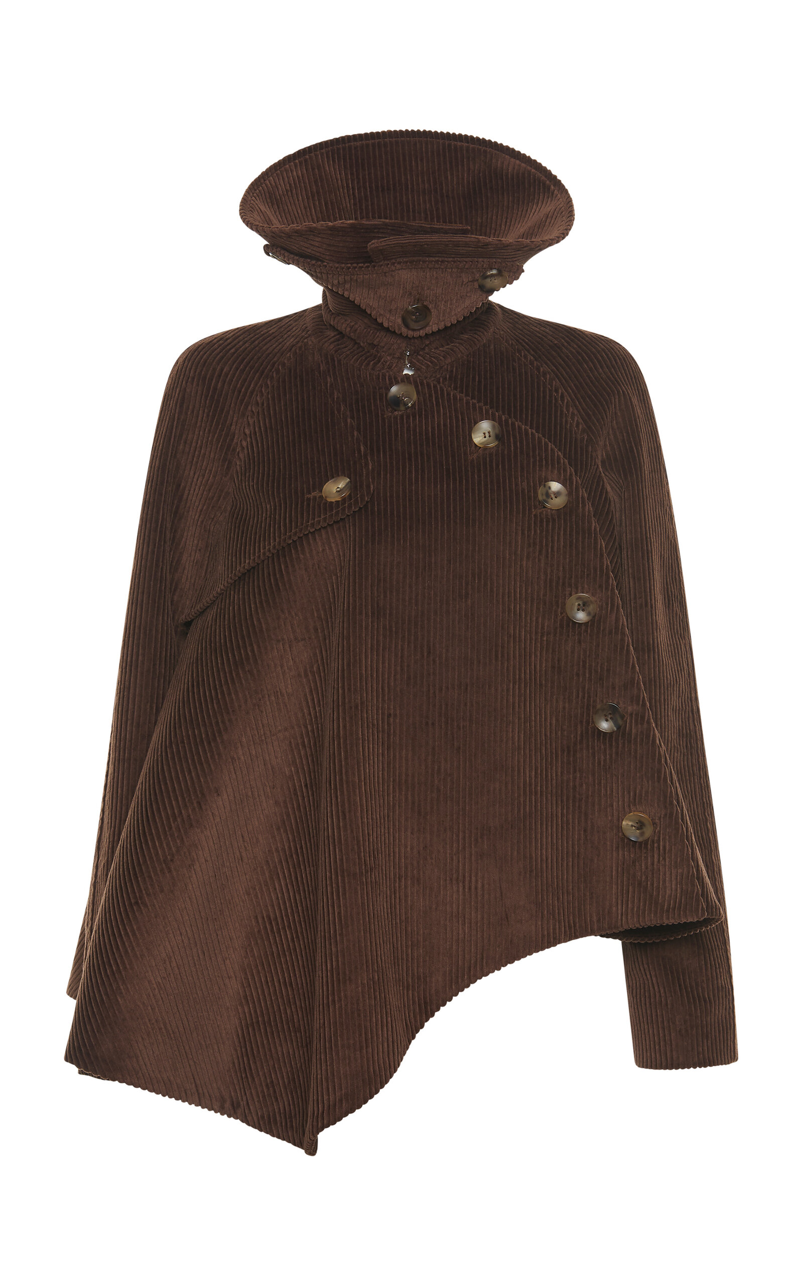 A.w.a.k.e. Short Flared Corduroy Trench Jacket In Brown
