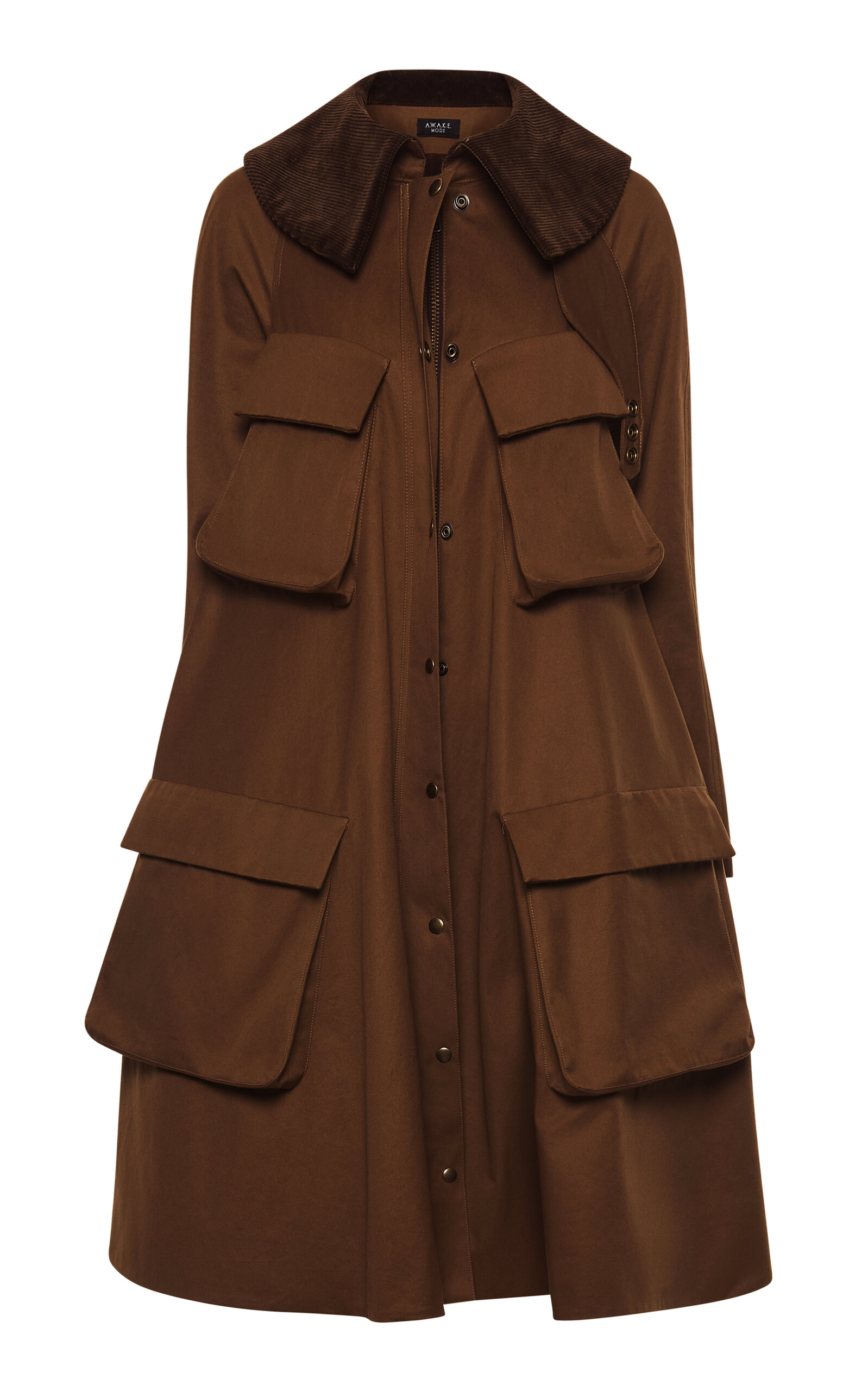 A.W.A.K.E. MODE Pocket-Detailed Flared Cotton Gabardine Trench Coat