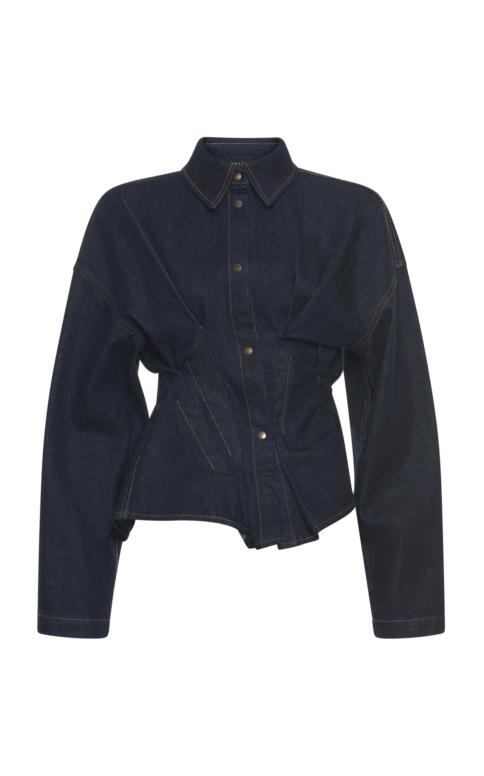A.w.a.k.e. Twisted Denim Shirt In Dark Wash