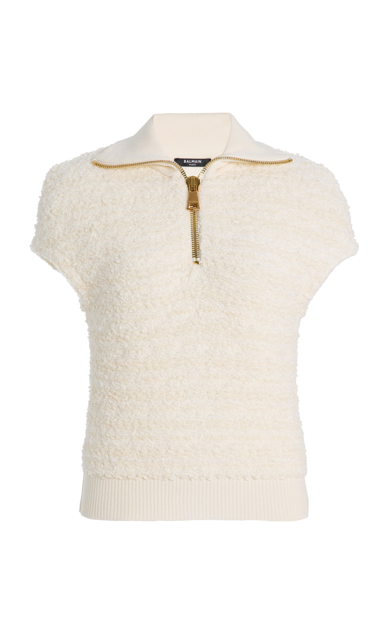 Balmain Zipped Tweed Top