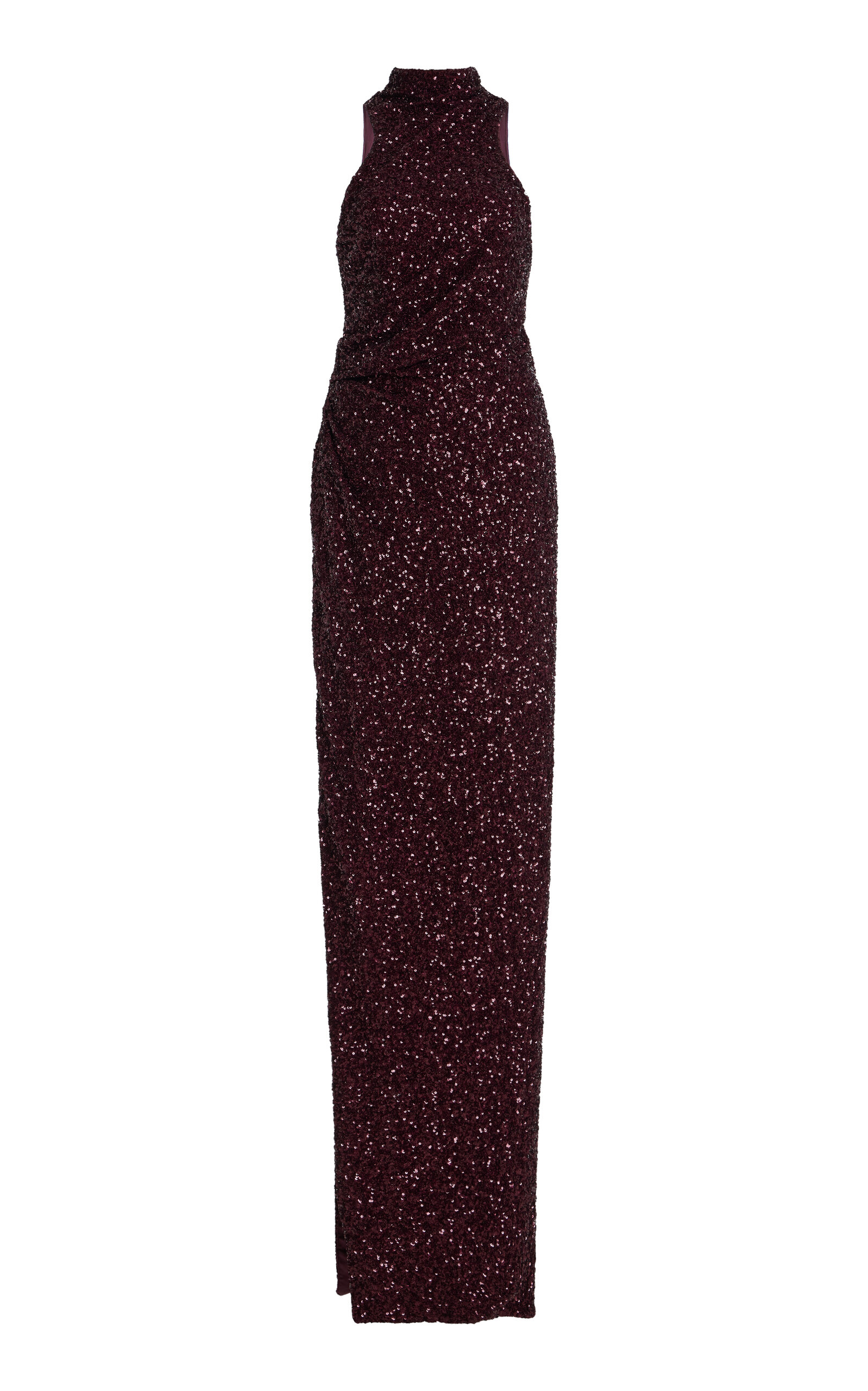 Balmain Sequined Maxi Dress In Burgundy