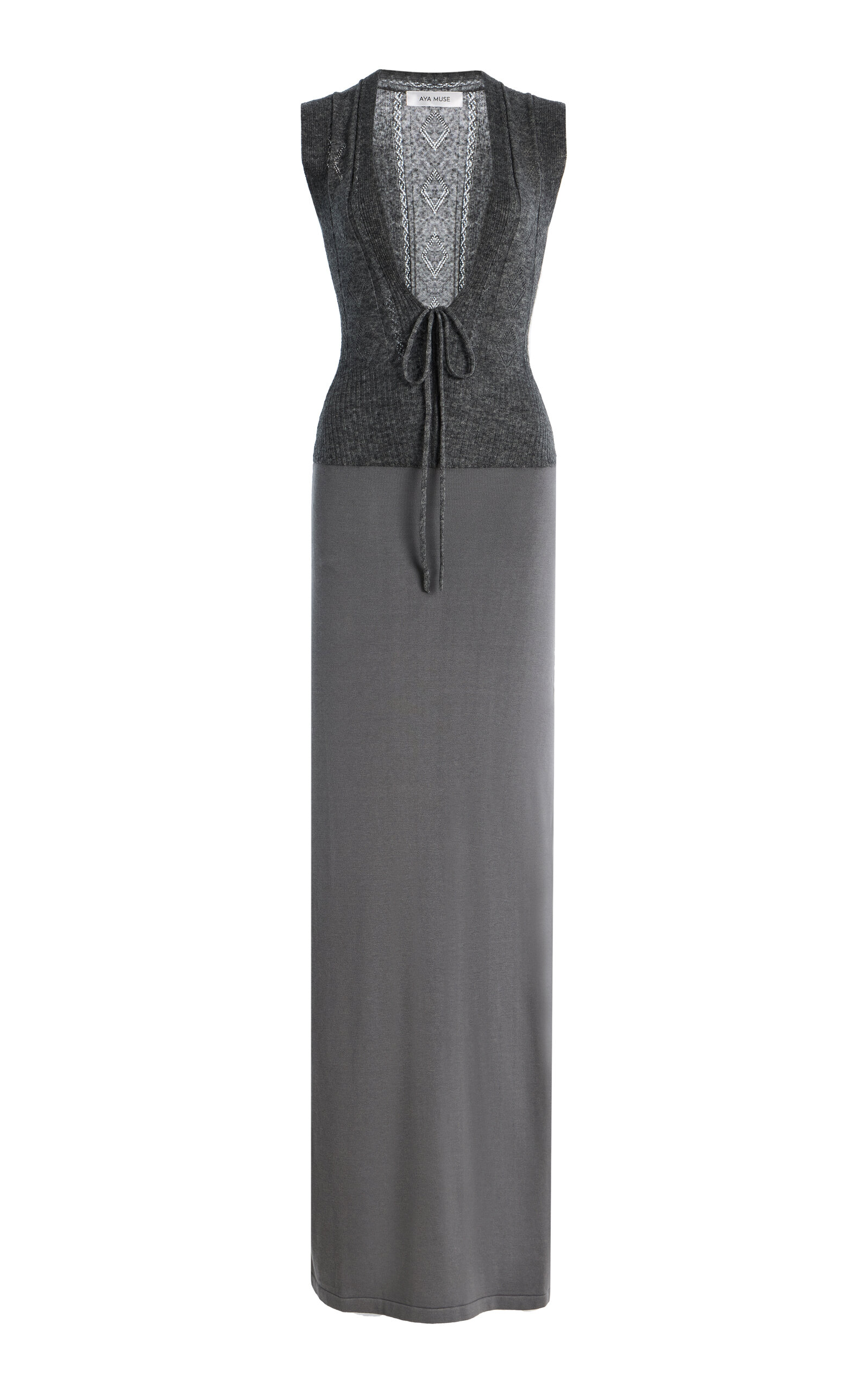 Aya Muse Caius Wool-cashmere-silk Maxi Dress In Gray