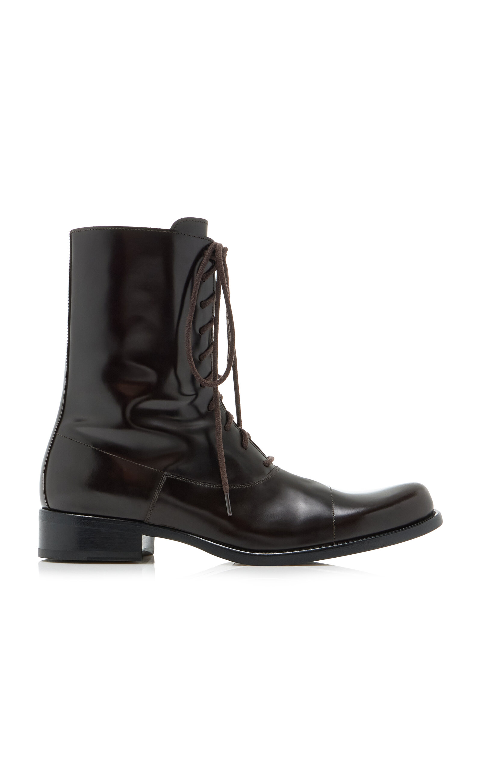 The Row Kai Lace-up Leather Boots In Brown