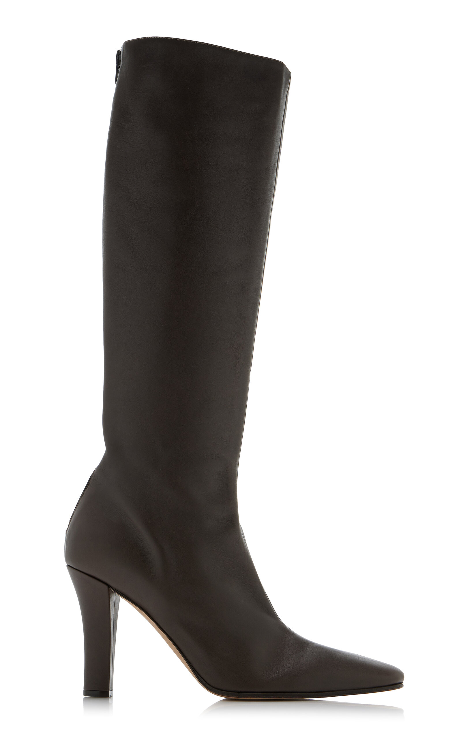 The Row Mona Leather Knee Boots In Brown