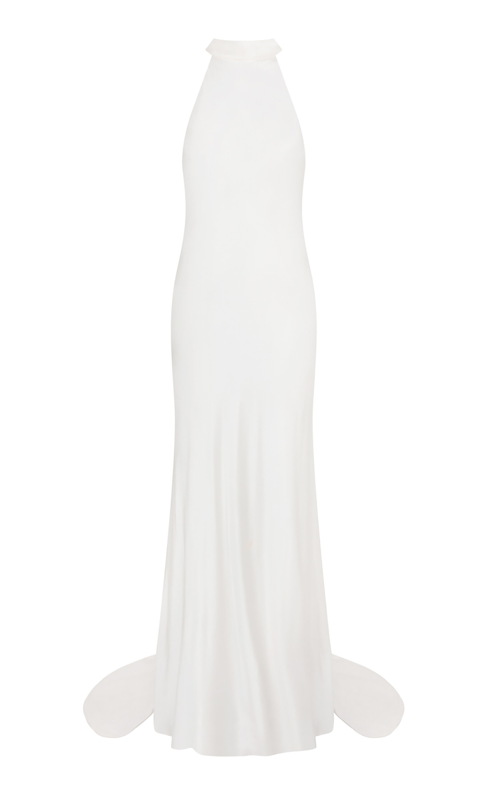The Own Studio Exclusive Exclusive Pearl Embellished Backless Silk Gown In Ivory